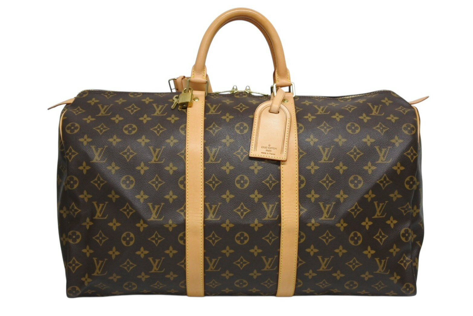 極美品 LOUIS VUITTON ルイヴィトン キーポル50 ボストンバッグ M41426 モノグラム PVC レザー ゴールド金具 中古 4b009134
