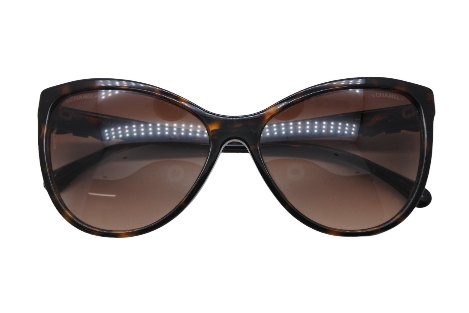 CHANEL シャネル ウェリントン サングラス 5281-Q-A c.714/S5 サイズ58□16 140 ココマーク リボン べっ甲カラー 美品 中古 4b009175