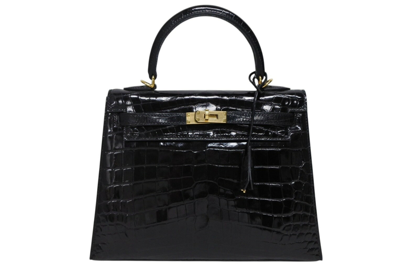 未使用 HERMES エルメス KELLY ケリー25 2WAY ハンドバッグ ニロティカス ブラック ゴールド金具 T刻印 中古 4b009824