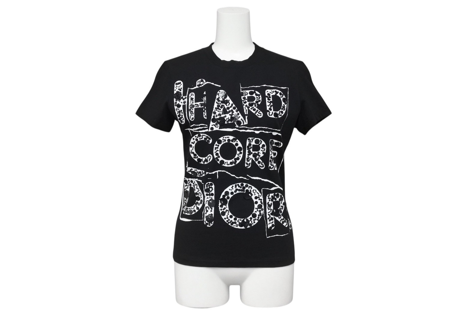 Christian Dior クリスチャンディオール HARD CORE DIOR 半袖Tシャツ ブラック コットン 3E16155021 サイズ38 美品 中古 4b010442