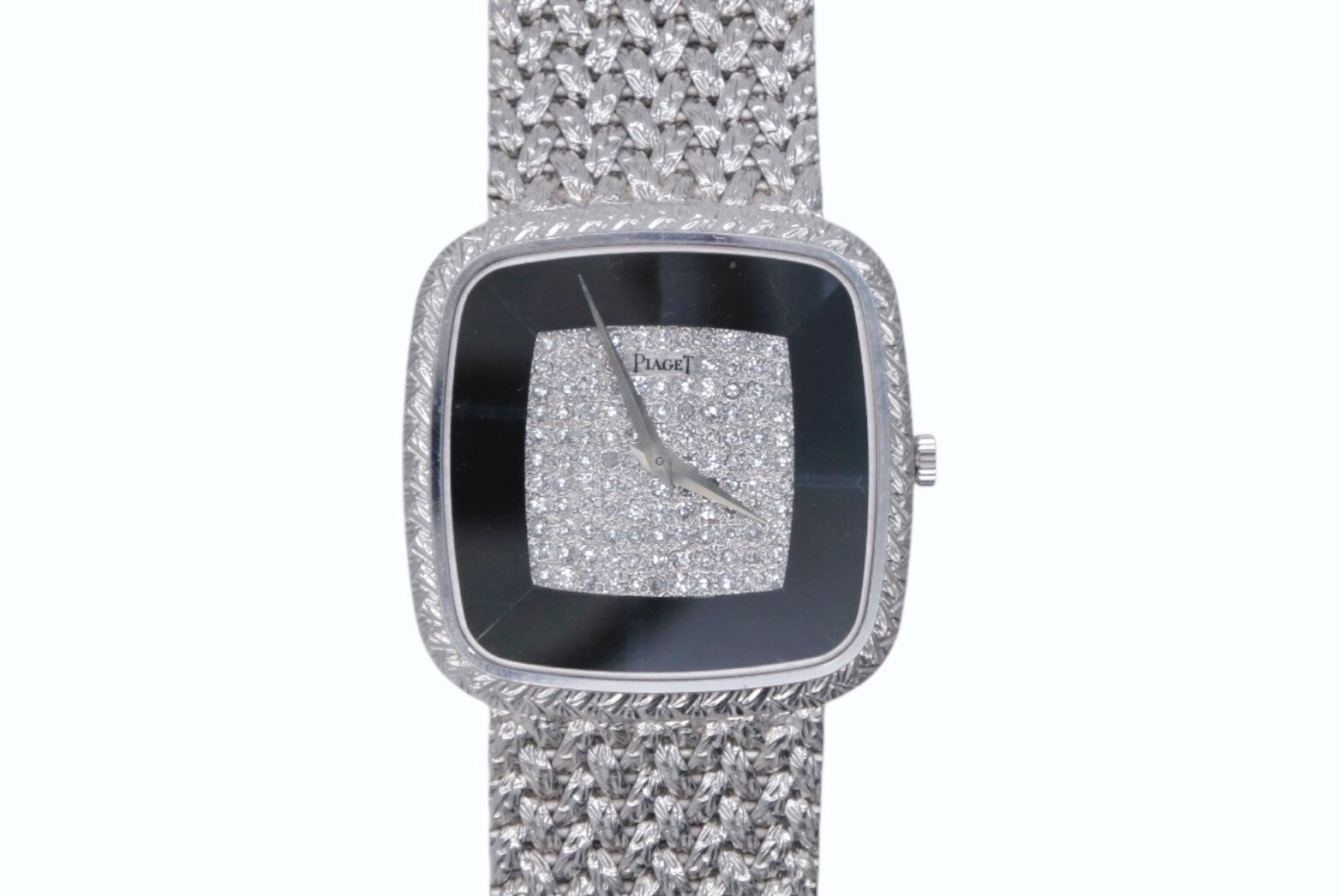極美品 PIAGET ピアジェ 腕時計 スクエア トラディション オニキス文字盤 手巻き 重量約111.3 18K/750刻印 ブラック ホワイトゴールド 中古 4b010366