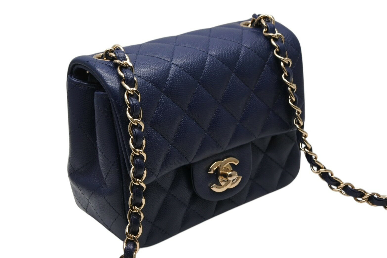 極美品 CHANEL シャネル ミニマトラッセ16 Sフラップ Sチェーンショルダーバッグ 24番台 ココマーク キャビアスキン ゴールド金具 中古 4b010761