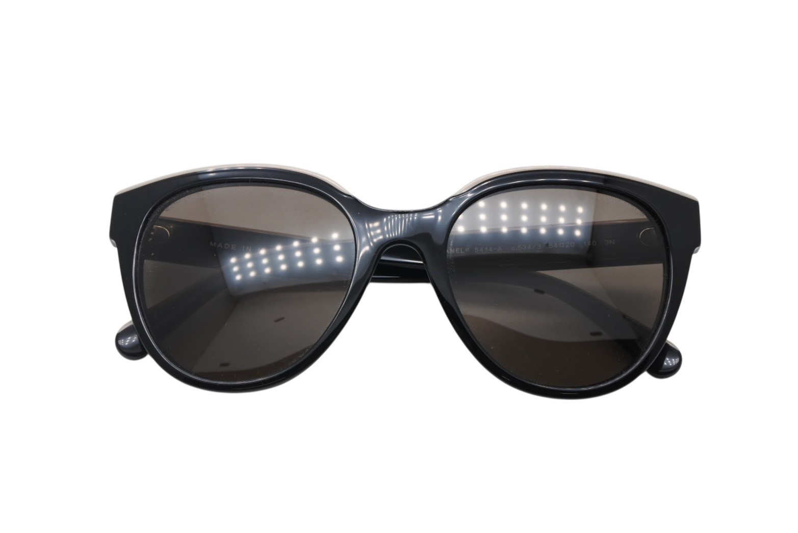 CHANEL シャネル サングラス アイウェア 5414-A c.534/3 サイズ54□20 140 ココマーク ブラック ベージュ 美品 中古 4b010751