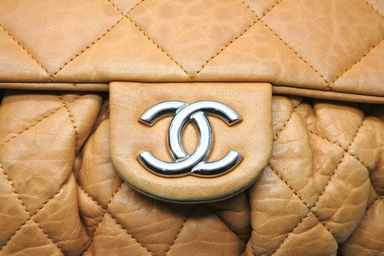 CHANEL シャネル Sフラップ Sチェーンショルダーバッグ 14番台 ココマーク ラムスキン ブラウン シルバー金具 美品 中古 4b010570
