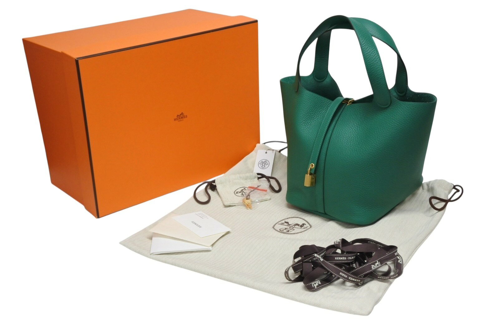 Rakuten - 新品未使用 HERMES エルメス ピコタンロック22 ハンドバッグ B刻印 トリヨンクレマンス ヴェールヴェルティゴ ゴールド金具 中古 4b011077