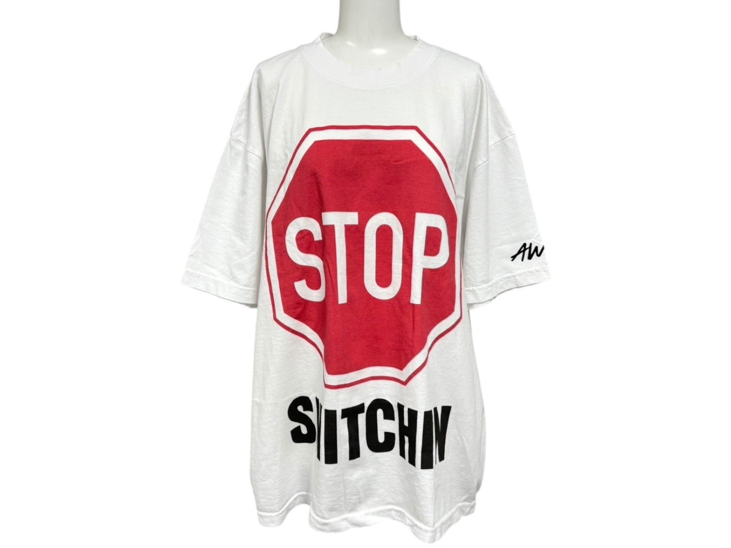 新品未使用品 AWGE STOP SNITCHIN A$AP ROCKY エイサップロッキー 半袖 Tシャツ ホワイト レッド コットン サイズL 中古 4b011195