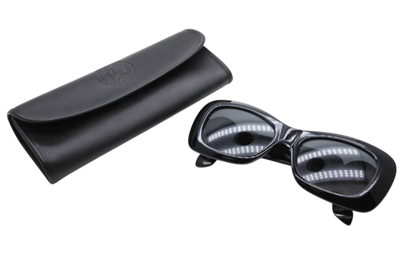 極美品 VERSACE ヴェルサーチ サングラス メドゥーサロゴ MOD.417 ブラック ゴールド プラスチック 中古 4b011296