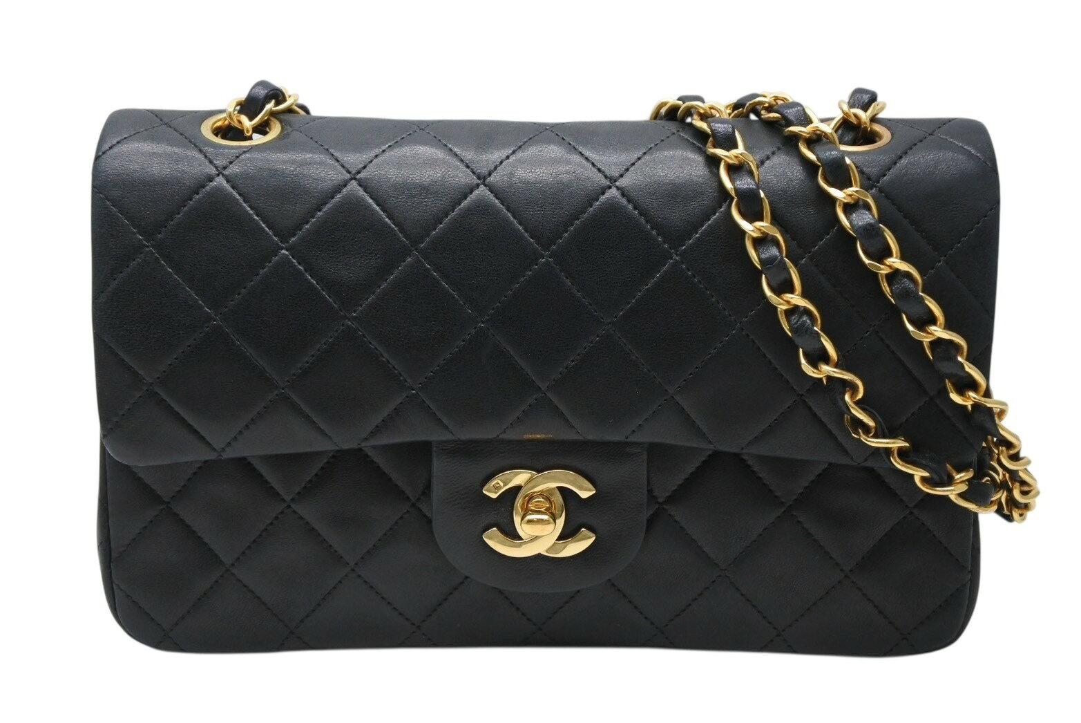 CHANEL シャネル ショルダーバッグ ヴィンテージ マトラッセ23 ダブルチェーン ダブルフラップ 肩掛け 斜め掛け ココマーク ココ ターンロック 鞄 かばん A01113 ラムスキン    ブラック 黒 ゴールド金具 レディース【中古品】 CHANEL シャネル ヴィンテージ ダブルフラップ マトラッセ ショルダー