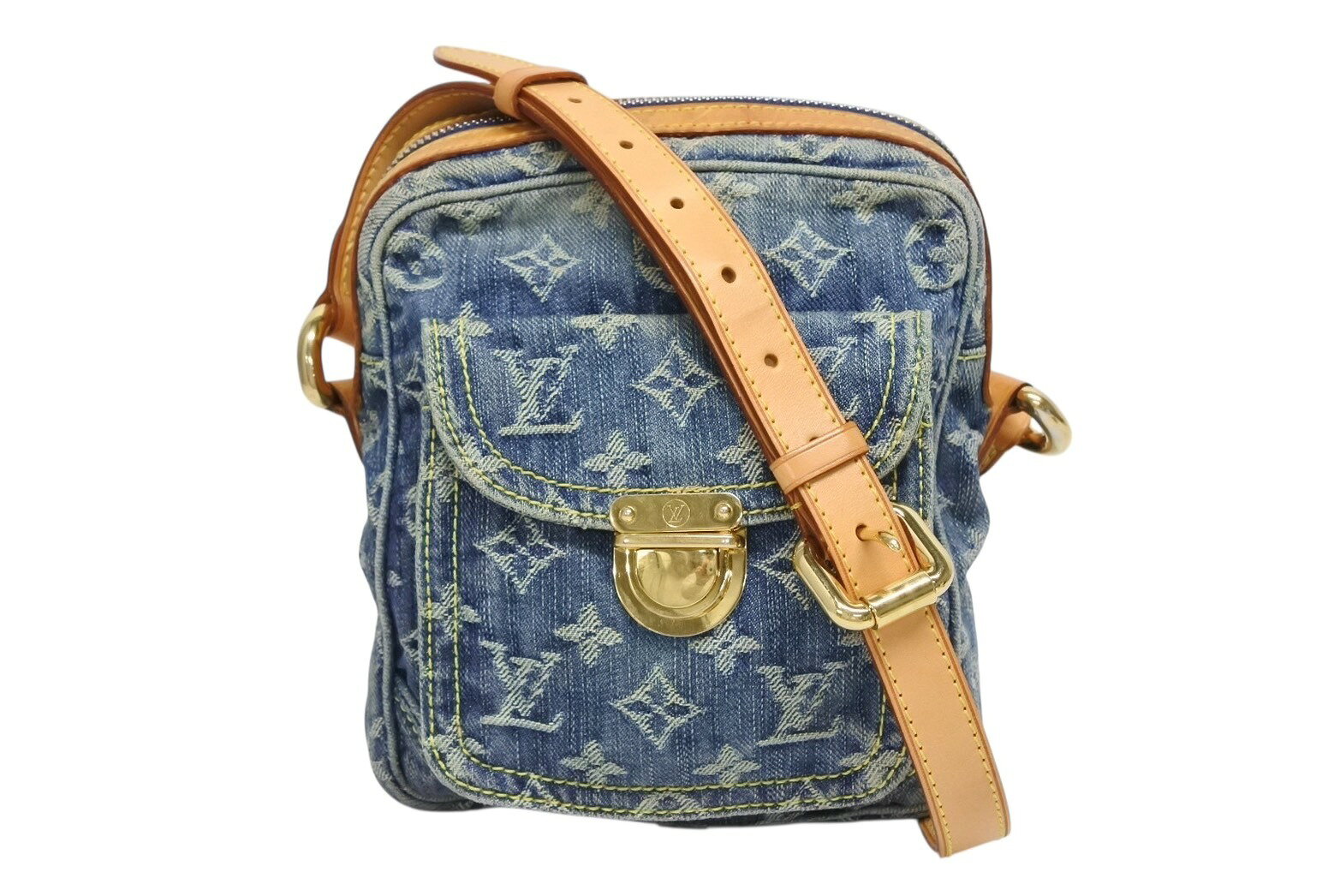 Rakuten - LOUIS VUITTON ルイヴィトン カメラ バッグ ショルダーバッグ M95348 モノグラム デニム インディゴブルー ゴールド金具 美品 中古 4b011377