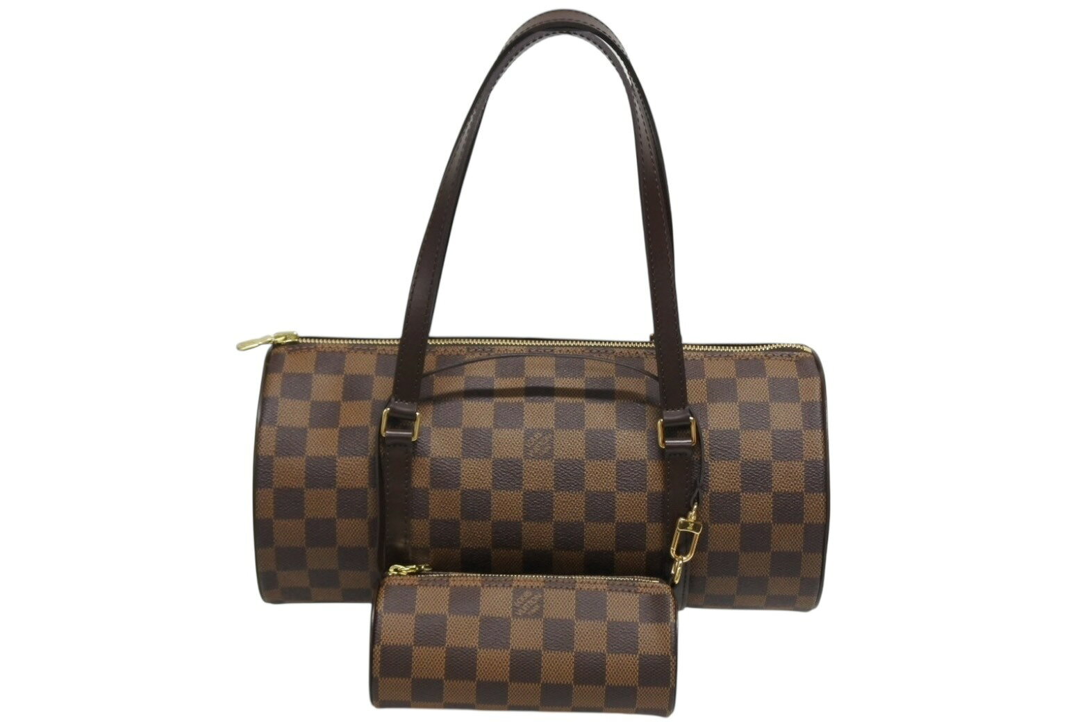 極美品 LOUIS VUITTON ルイヴィトン パピヨン30 ハンドバッグ N51303 ダミエ エベヌ ブラウン ゴールド..