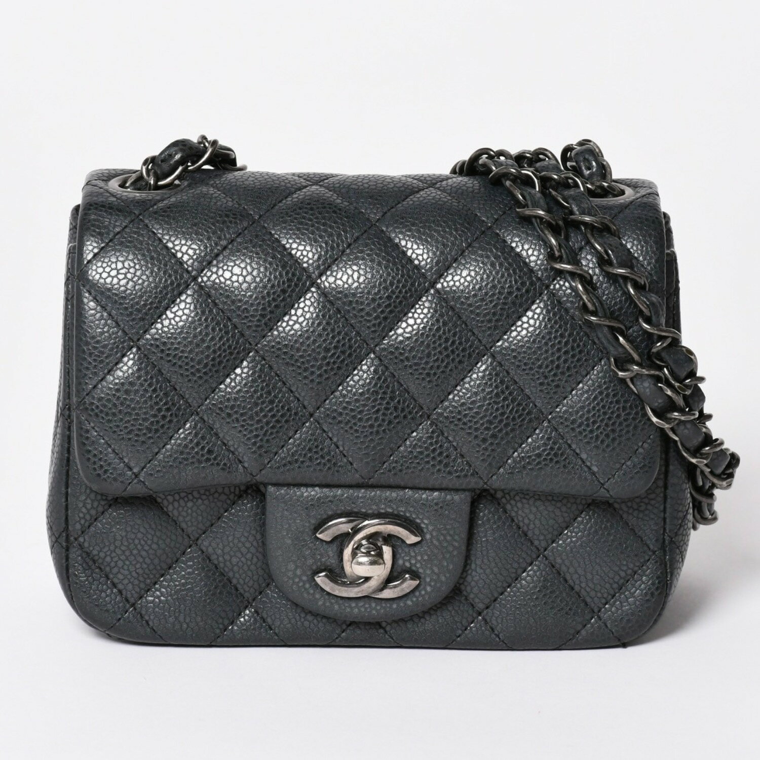 乐天商城 - 極美品 CHANEL シャネル ミニマトラッセ16 Sフラップ Sチェーンショルダーバッグ 20番台 ココマーク キャビアスキン シルバー金具 中古 4b011818