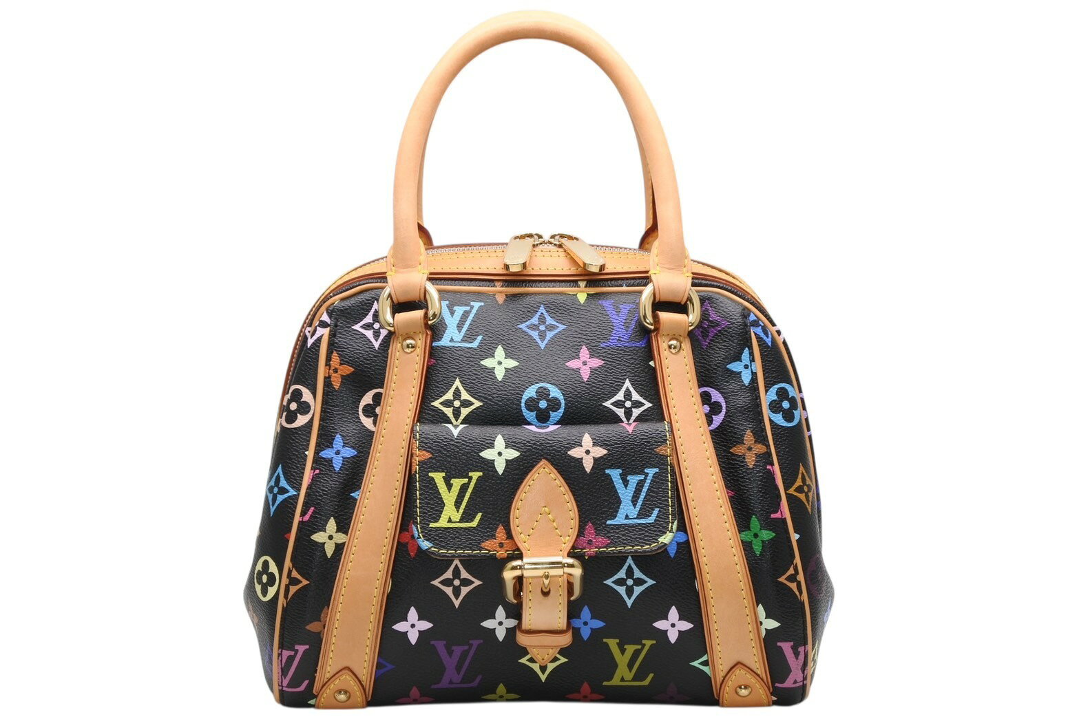 Rakuten - 極美品 LOUIS VUITTON ルイヴィトン モノグラムマルチカラー プリシラ M40097 ハンドバッグ ノワール ブラック ゴールド金具 中古 4b011385