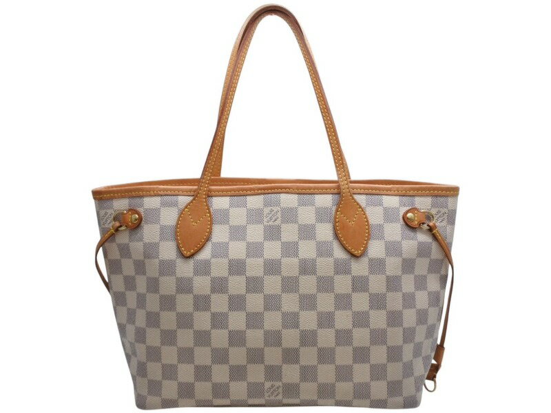 乐天商城 - LOUIS VUITTON ルイヴィトン ダミエアズール ネヴァーフル PM ハンドバッグ N40605 ホワイト レザー キャンバス ゴールド金具 美品 中古 4b012463