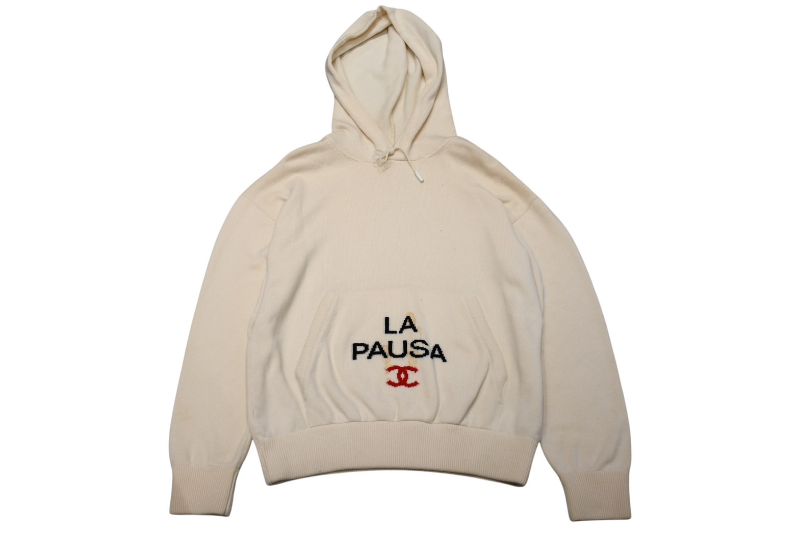 Rakuten - CHANEL シャネル LA PAUSA フーディー パーカー P60445K46041 サイズ46 ココマーク カシミヤ アイボリー 良品 中古 4b012376