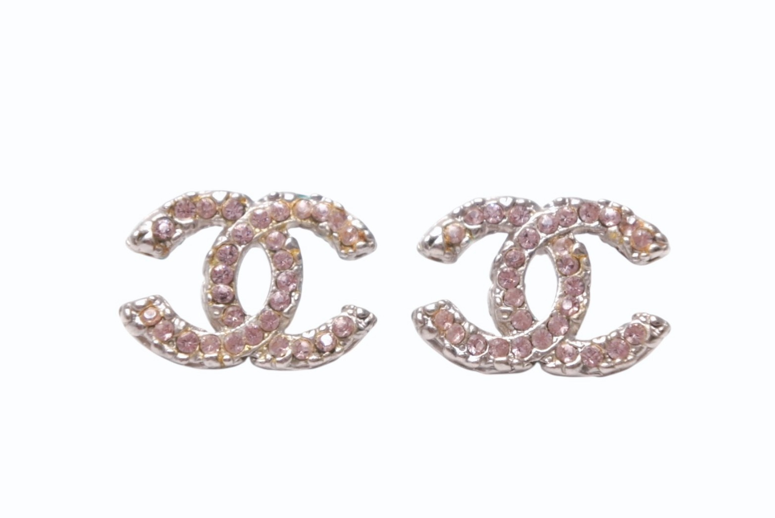 Rakuten - CHANEL シャネル ココマーク ピアス 重量約4.2g A13C刻印 メタル ラインストーン ピンク シルバー 両耳用 良品 中古 4b011936