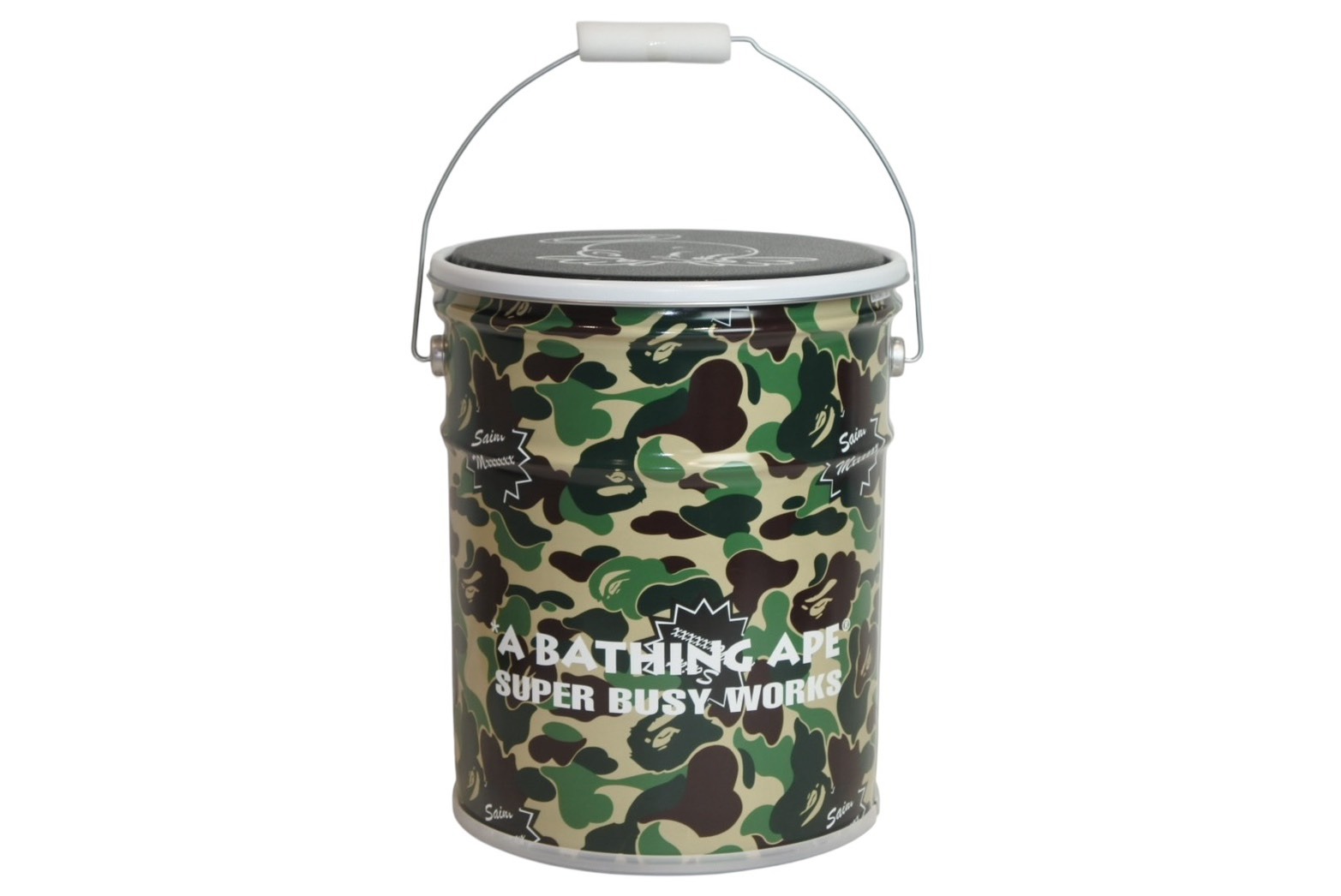 新品未使用品 アベイシングエイプ×セントマイケル 26SS 缶スツール 1M23-192-901 マルチカラー スチール PVC ウレタン シルバー金具 中古 4b012984