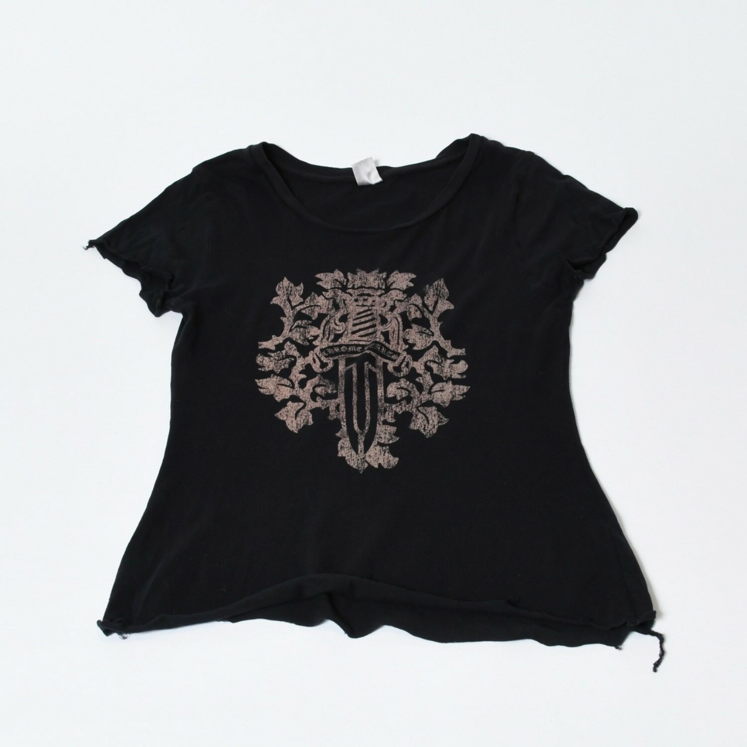 CHROME HEARTS クロムハーツ VINE DAGGER ヴァインダガー 半袖Tシャツ サイズM カットオフ ブラック 良品 中古 4b013630