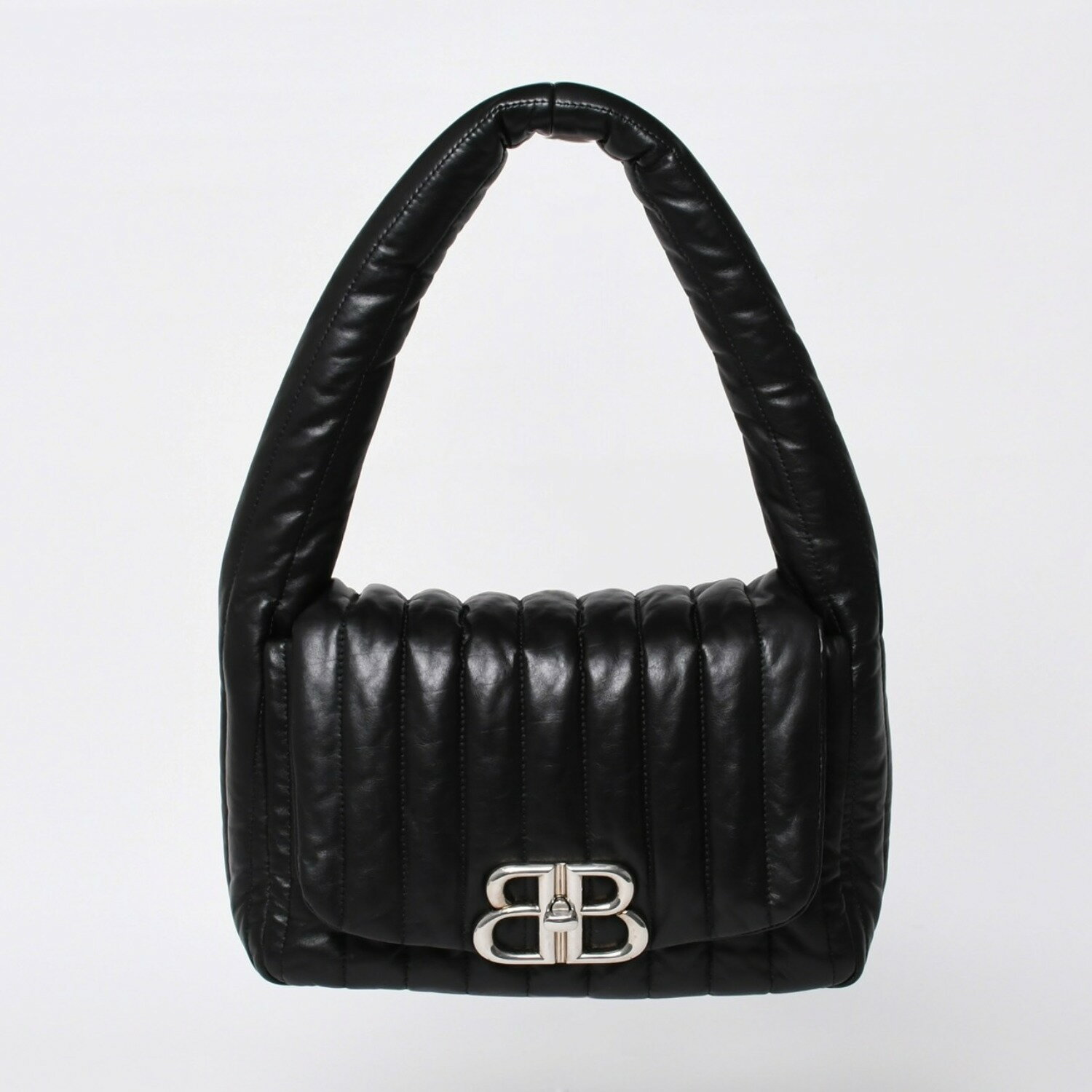 樂天商城 - 極美品 BALENCIAGA バレンシアガ モナコ ショルダーバッグ 787896 2AA7Z ブラック シルバー金具 カーフスキン 中古 4a000048