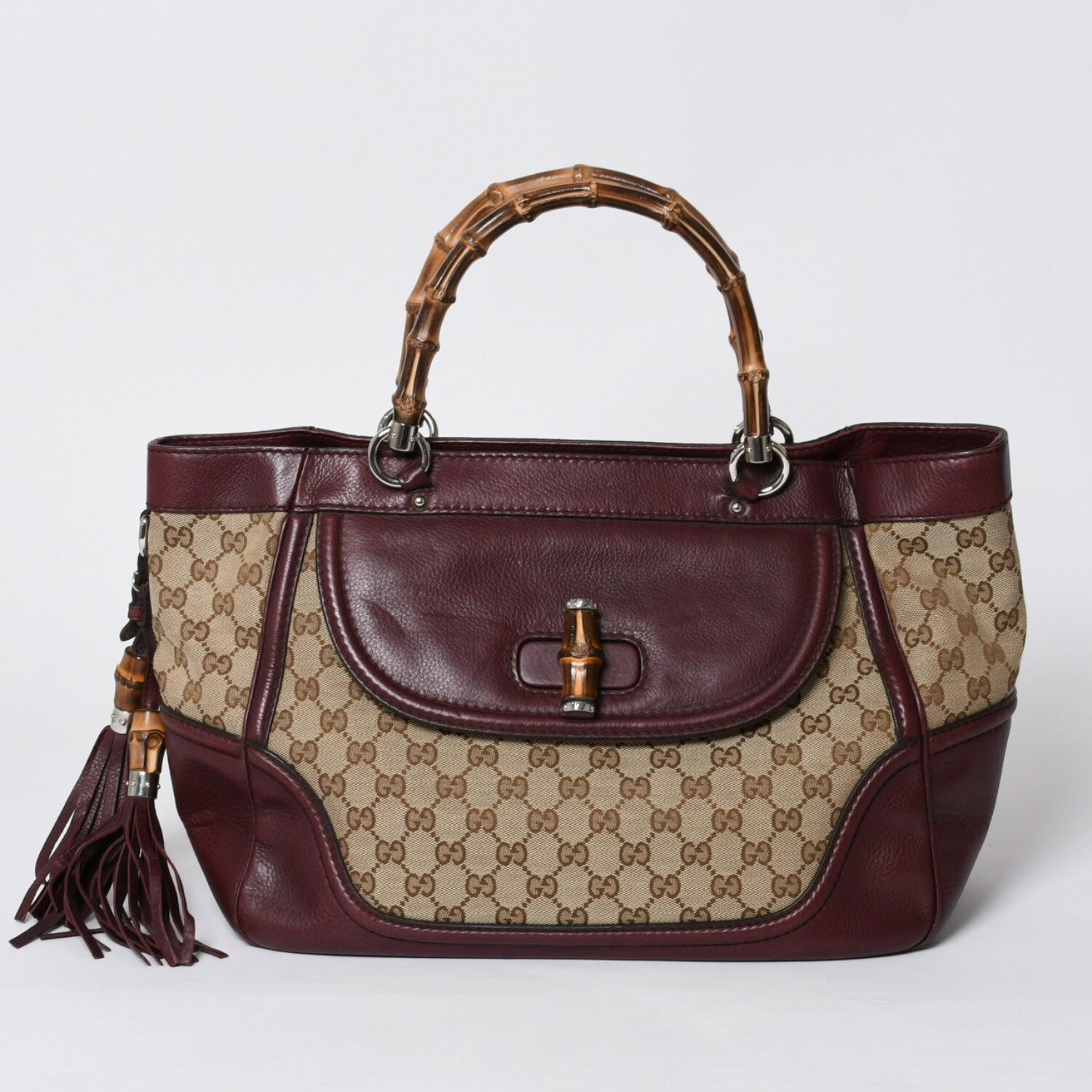 gucci///////////////\\\\\\\\\\\\\\\\\\\\\\\\\\\\\\\\\\\\\\\\\\\\\\\\\\\\\\\\\\\\\\\' - GUCCI グッチ バンブー ハンドバッグ 246860 002058 GGキャンバス レザー ベージュ レッド ゴールド金具 美品 中古 4a000200