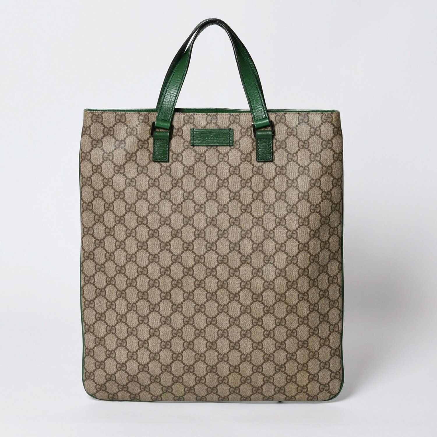 gucci///////////////\\\\\\\\\\\\\\\\\\\\\\\\\\\\\\\\\\\\\\\\\\\\\\\\\\\\\\\\\\\\\\\' - GUCCI グッチ GG スプリーム 131258 グリーン×ブラウン Tote Bag トートバッグ PVC レザー 良品 中古 4a000397