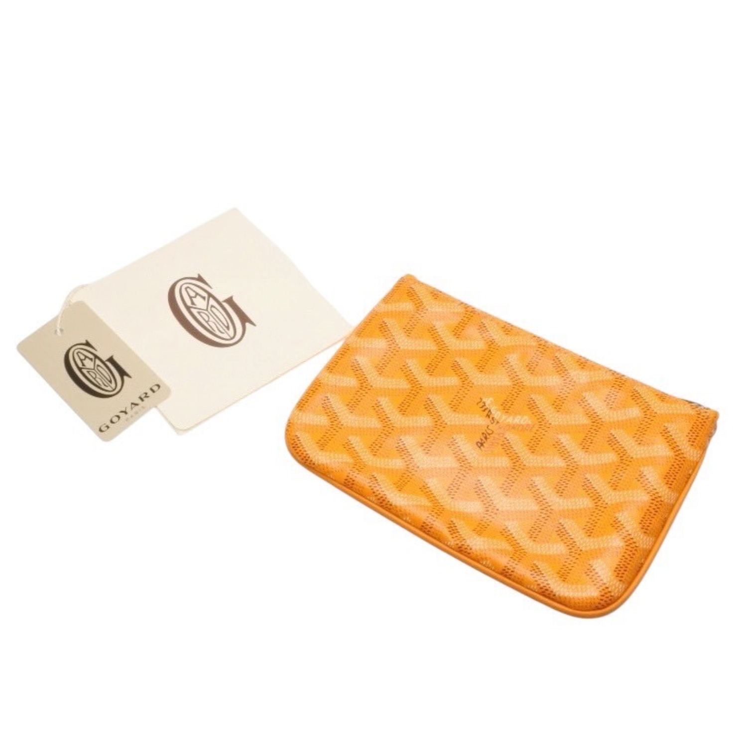 GOYARD - 極美品 GOYARD ゴヤール セナ ミニ ポーチ SENAT2MINTY09CL09P レザー PVC イエロー シルバー金具 中古 4a000708