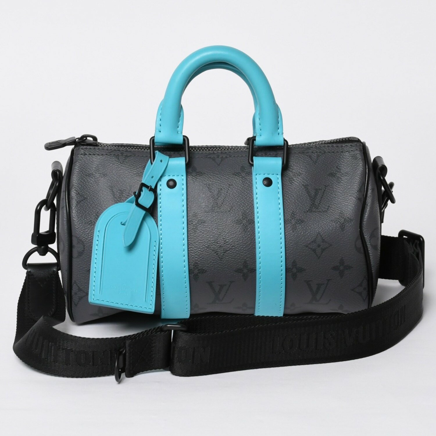 Rakuten - 極美品 LOUIS VUITTON ルイヴィトン キーポル バンドリエール25 2WAYバッグ M11645 モノグラム エクリプス グレー ターコイズ 中古 4a000819