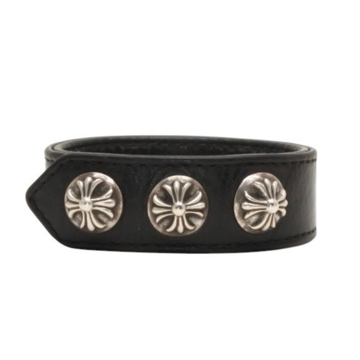 CHROME HEARTS クロムハーツ 3BTN 2SNP 3ボタン 2スナップ レザーブレスレット 重量約36.86g 全長24.5cm クロスボール 美品 中古 4a000967