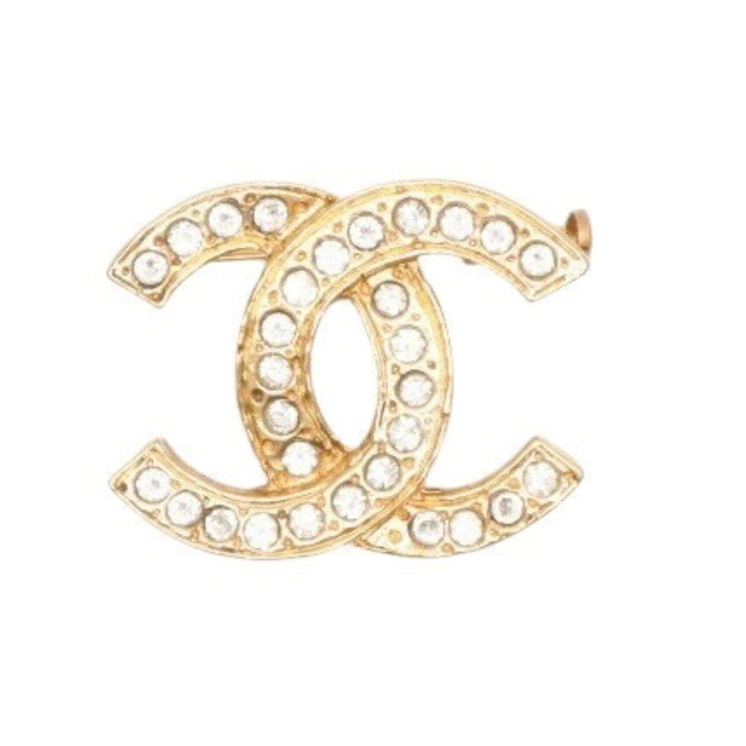 Rakuten - 極美品 CHANEL シャネル VINTAGE ヴィンテージ ココマーク ブローチ 重量約6.11g GP メタル ラインストーン ゴールド クリア 中古 4a000628