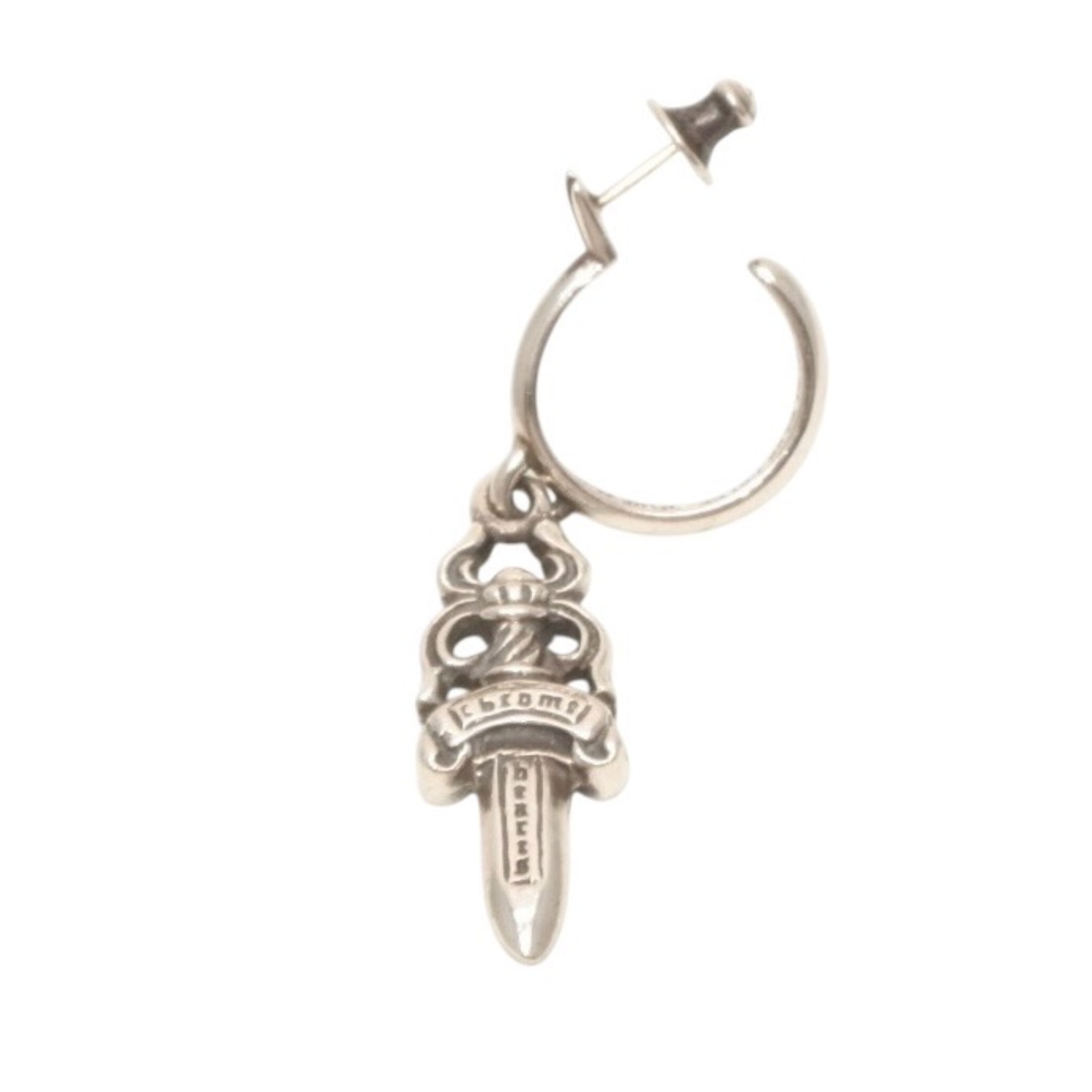 CHROME HEARTS クロムハーツ No5 ダガーフープ ピアス 重量7.7g シルバー925 1989刻印 アクセサリー 美品 中古 4c068901