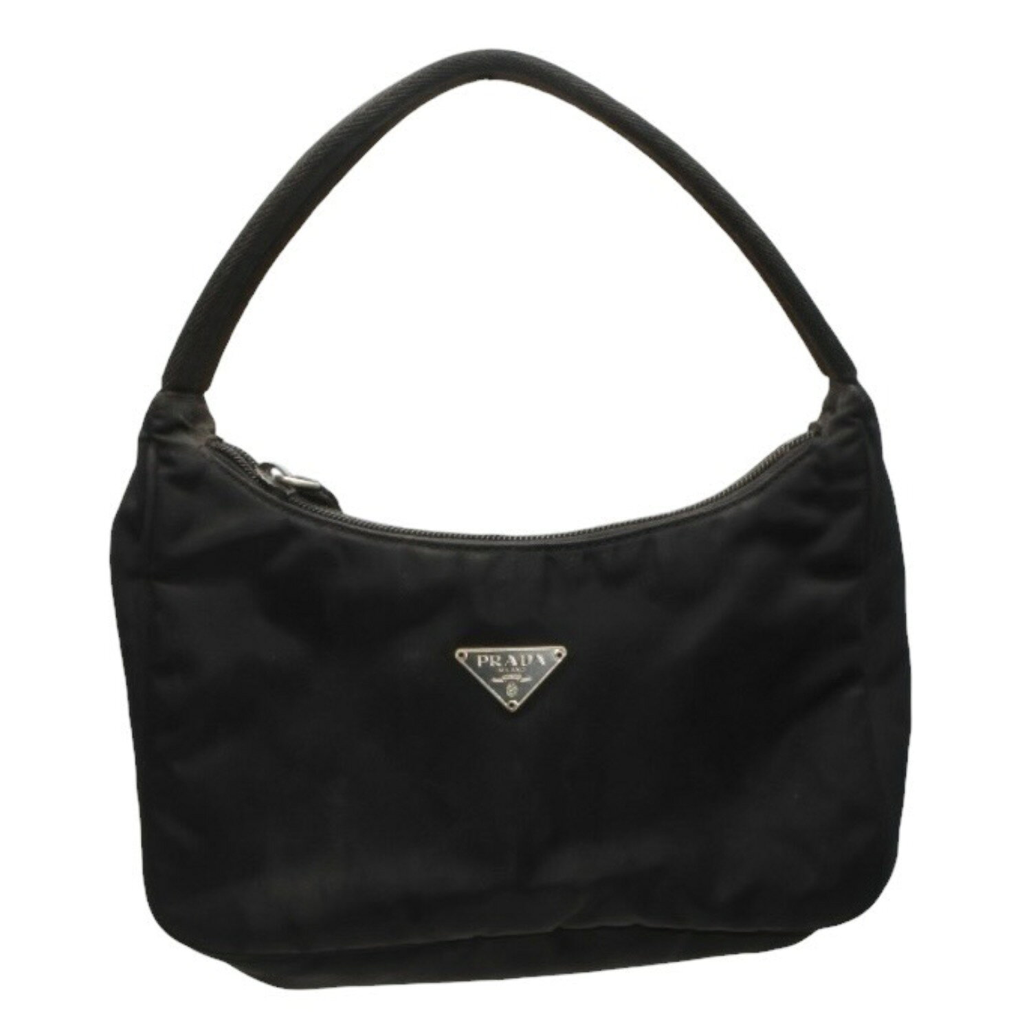 PRADA - PRADA プラダ ホーボー ワンショルダーバッグ MV515 トライアングルロゴ 三角ロゴプレート ナイロンブラック 美品 中古 4a000860
