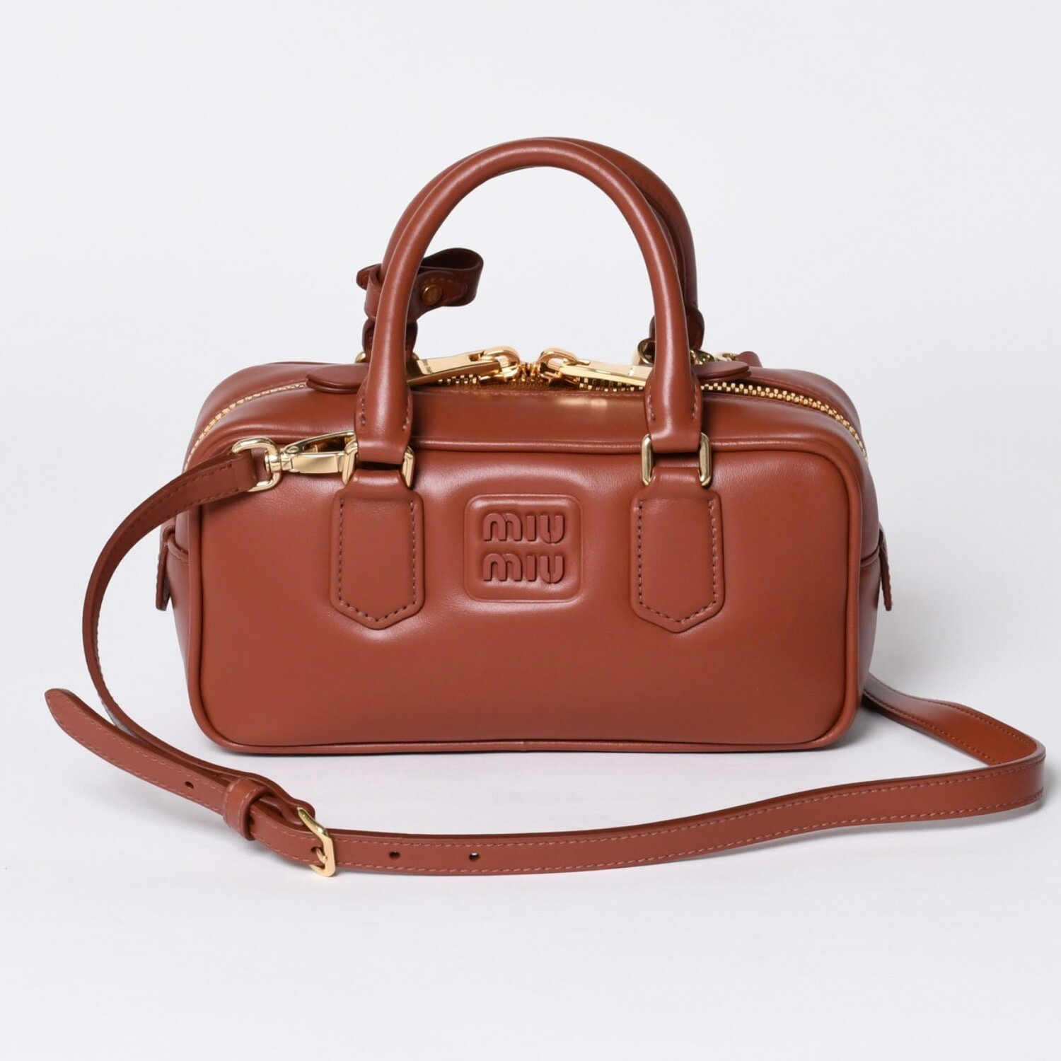 Miumiu - 新品未使用 MIU MIU ミュウミュウ ハンドバッグ 2WAY 5BB142 ACR3 アルカディ レギュラー カーフスキン ブラウン 中古 4a000987