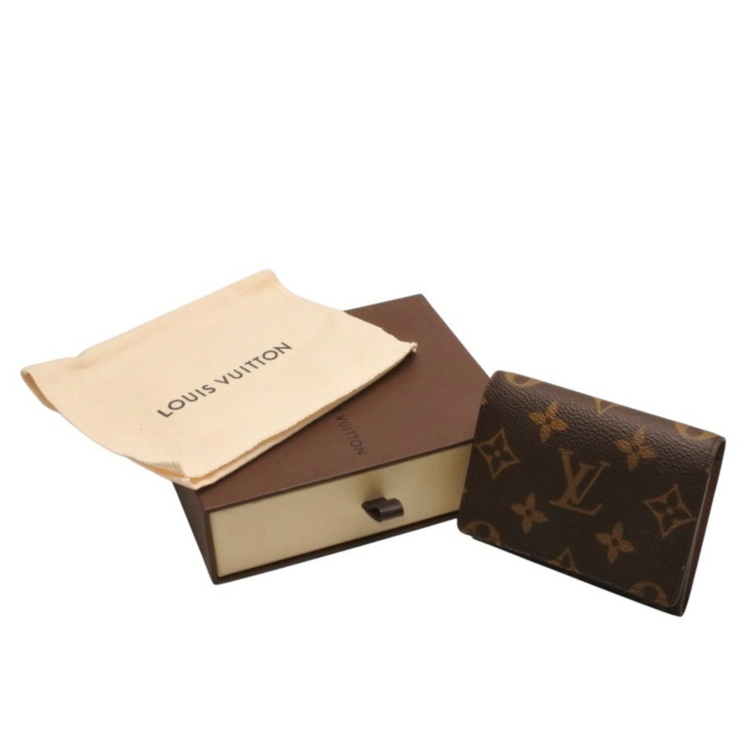 N - LOUIS VUITTON ルイヴィトン 二つ折り財布 カードケース 名刺入れ アンヴェロップ カルトドゥヴィジット M62920 CA0064 美品 中古 4a001034