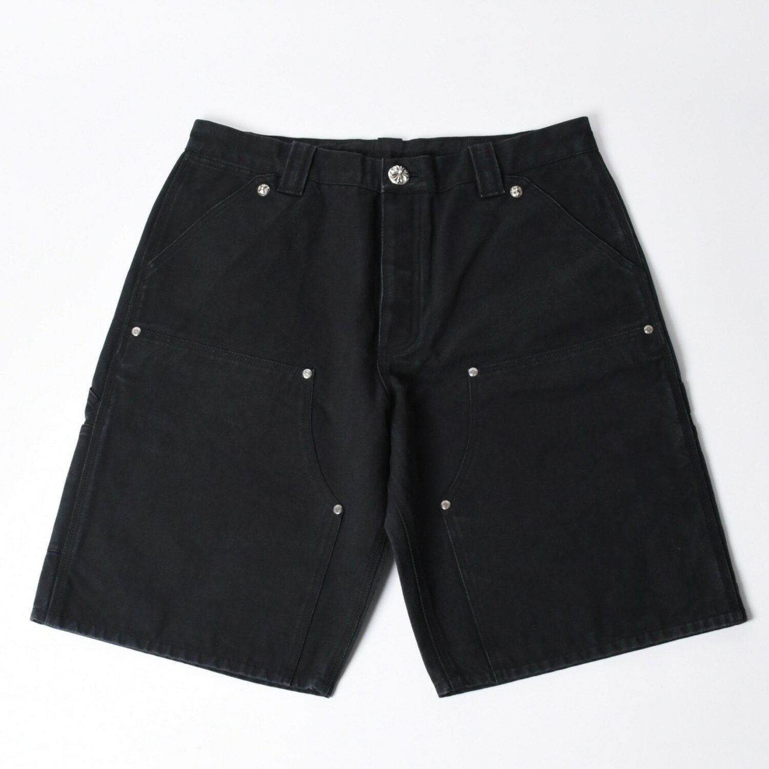新品未使用 CHROME HEARTS クロムハーツ CARPENTER DOUBLE KNEE カーペンター ハーフパンツ サイズ34 パッチ付き クロスボール シルバー925 中古 4a001406