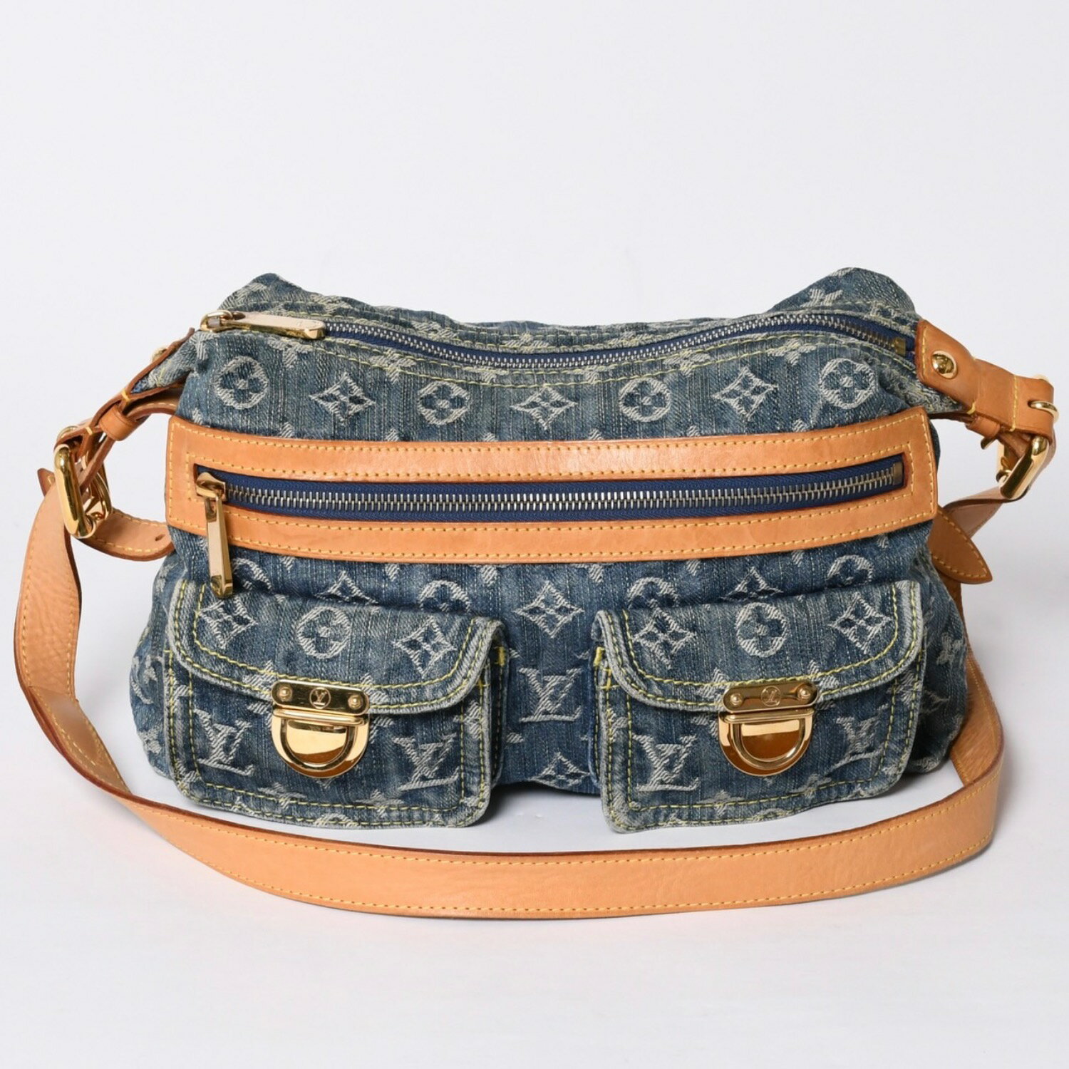 LOUIS VUITTON - LOUIS VUITTON ルイヴィトン モノグラムデニム バギーPM ショルダーバッグ ワンショルダー M95049 インディゴブルー 美品 中古 4a001244