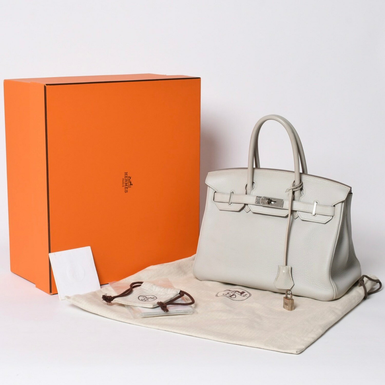 Rakuten - HERMES エルメス バーキン30 ハンドバッグ トリヨンクレマンス パールグレー シルバー金具 □Q刻印 中古 4a001472