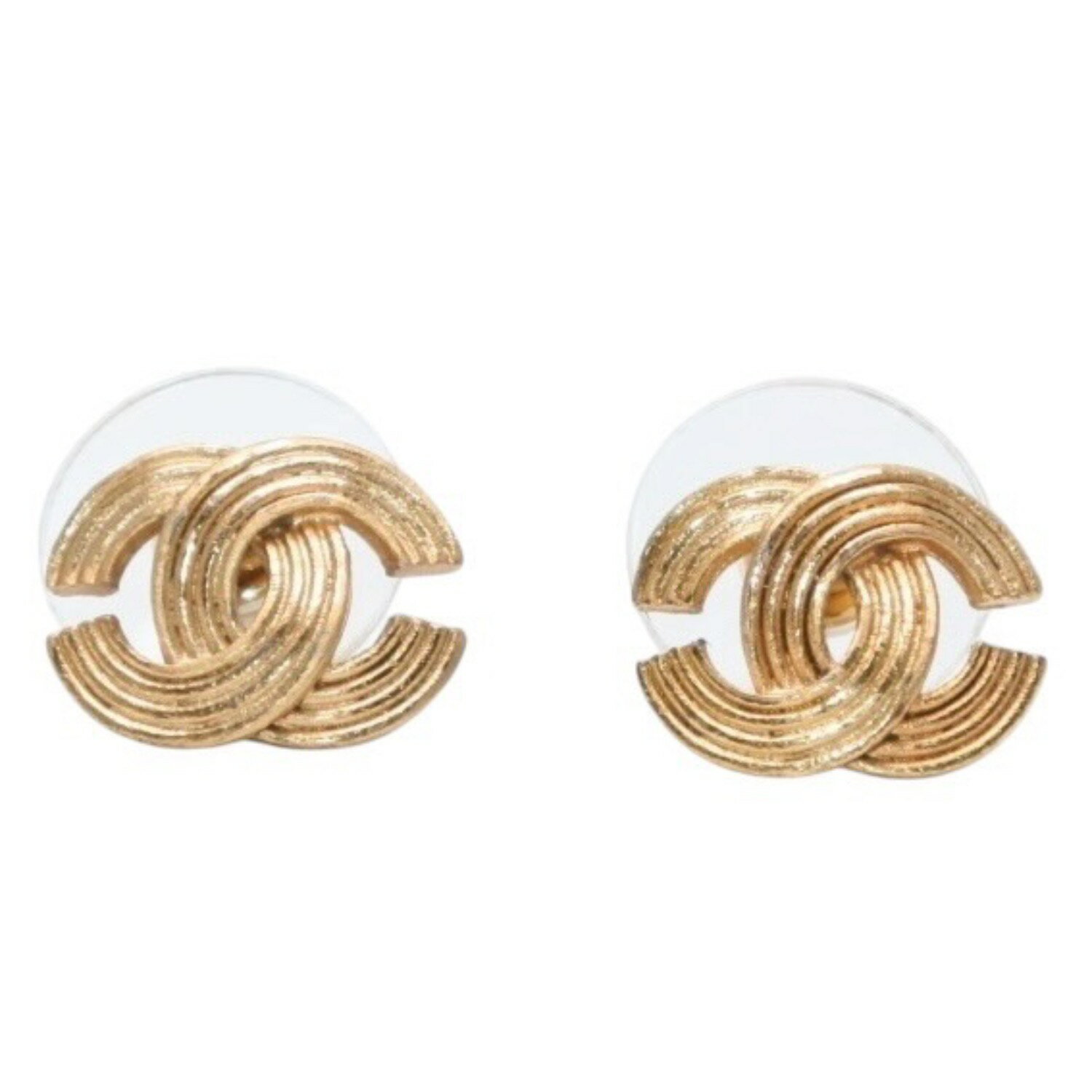 Rakuten - 極美品 ピアス ココマークカーブ線 ゴールド 00A 刻印片側 earrings CC curve Bar 00A GD 美品 中古 4a000636