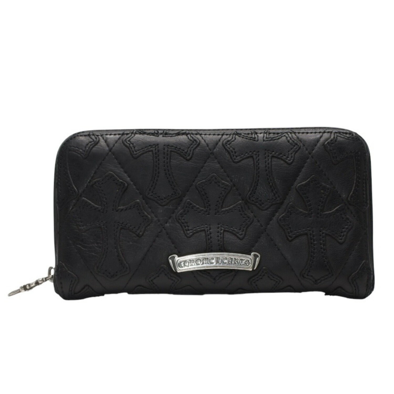 Rakuten - CHROME HEARTS クロムハーツ REC F ZIP QUILTED セメタリークロスパッチ 長財布 ダガー キルティング ブラック シルバー925 良品 中古 4a001520