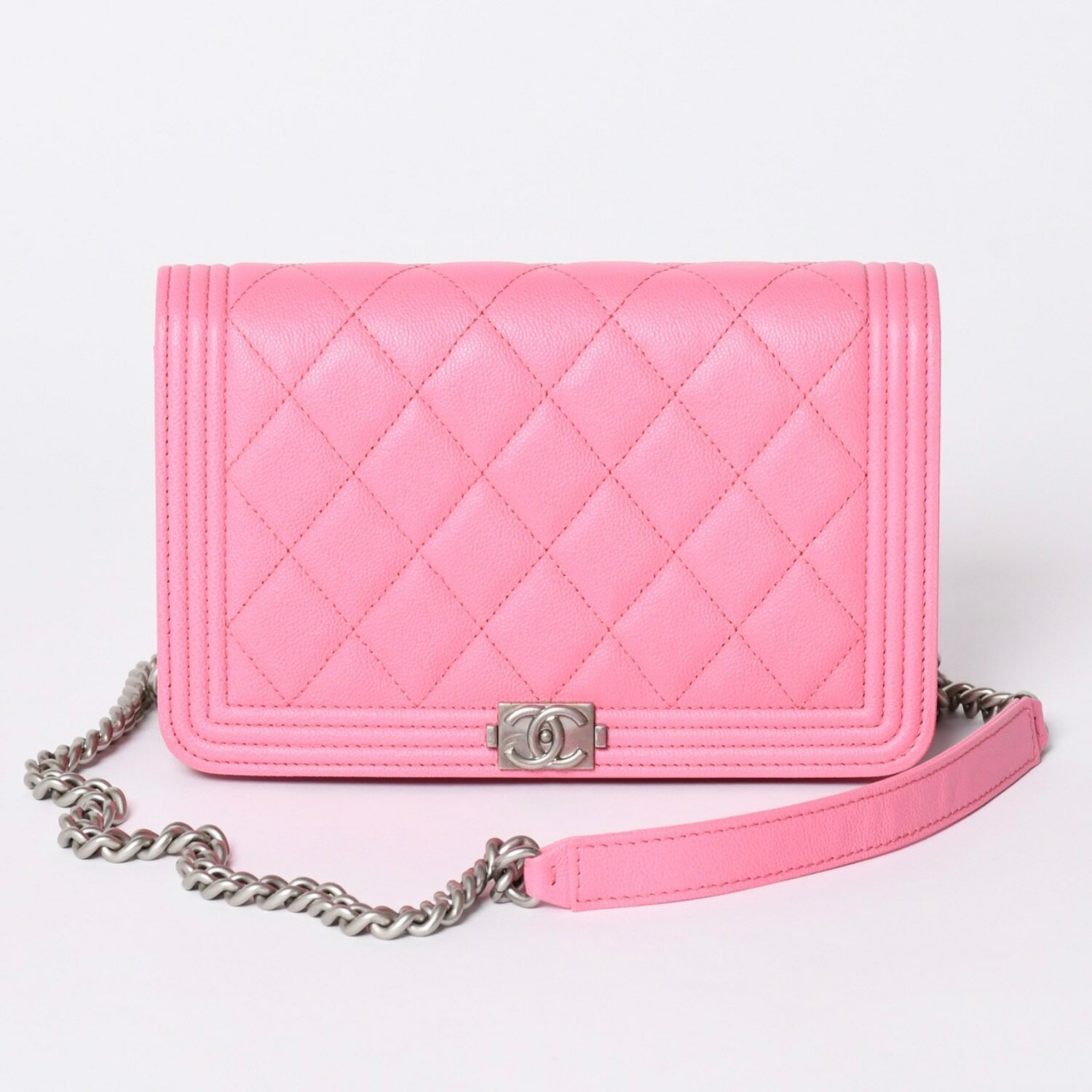 Rakuten - 新品同様 CHANEL シャネル ボーイシャネル チェーンウォレット AP1117 ランダム番台 ココマーク キャビアスキン ピンク 中古 4a001448