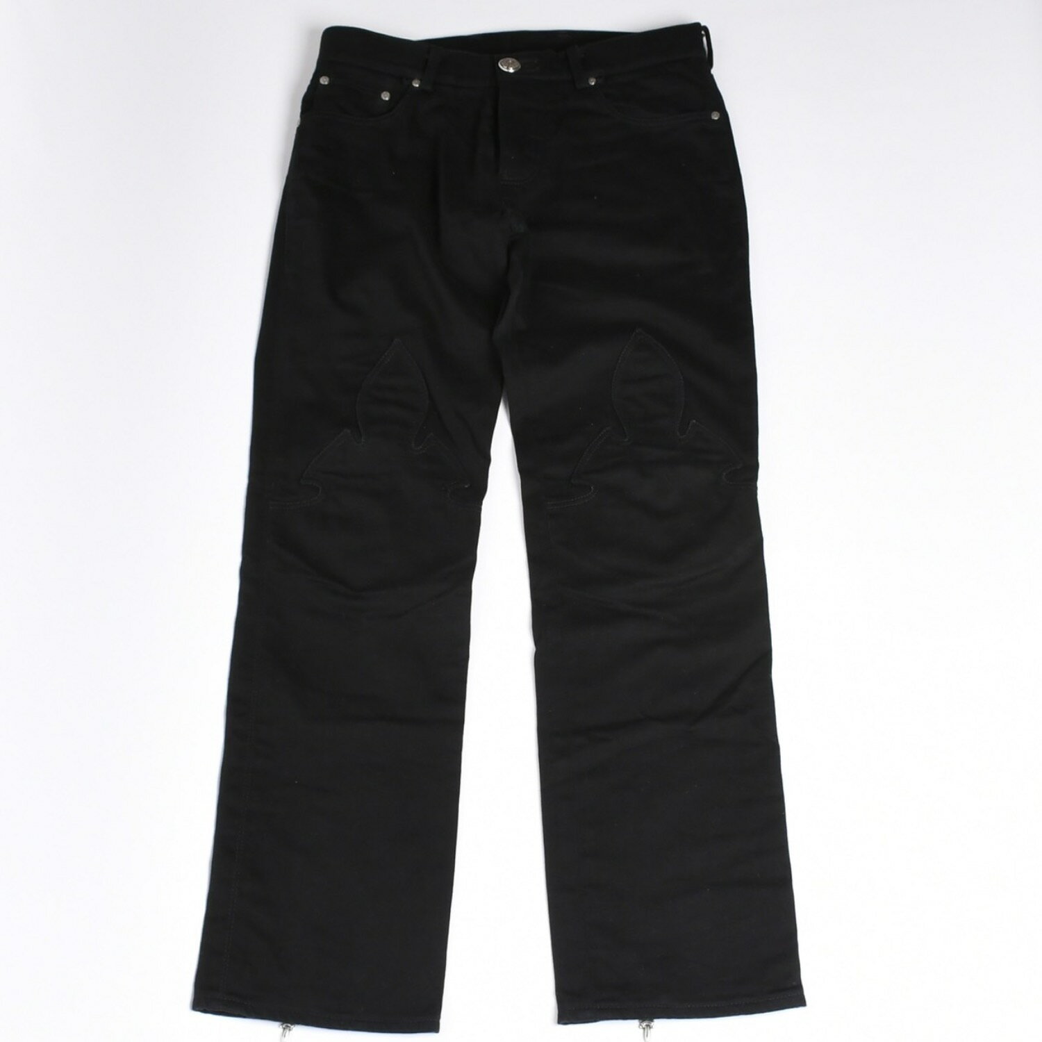 Excellent condition Chrome Hearts FLEURKNEE DNM PANTS, flare knee denim jeans, size 31x31, dagger zipper, pre-owned, item number 4a001540