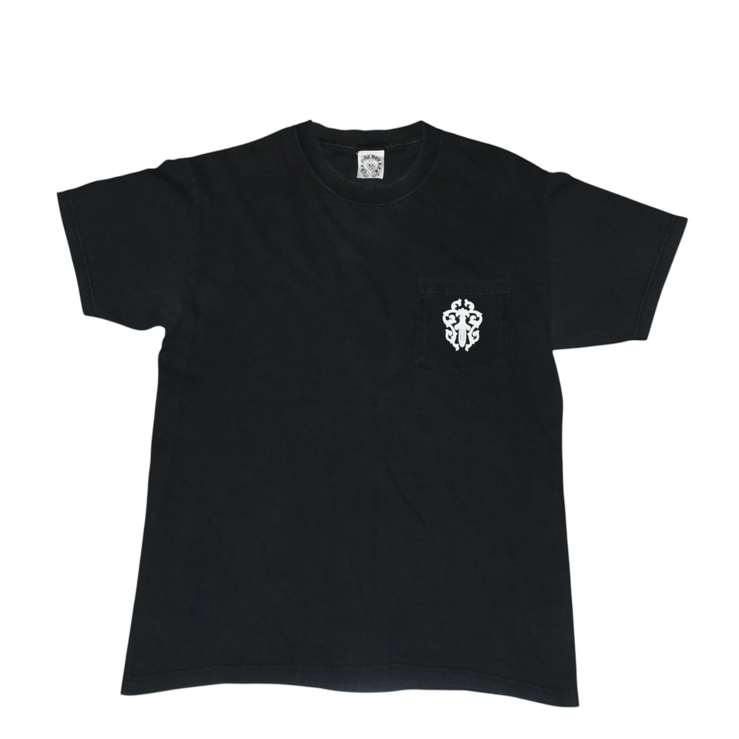 CHROME HEARTS クロムハーツ ヴァインダガー 半袖Tシャツ サイズM ホースシュー フローラルクロス ブラック 美品 中古 4a001530