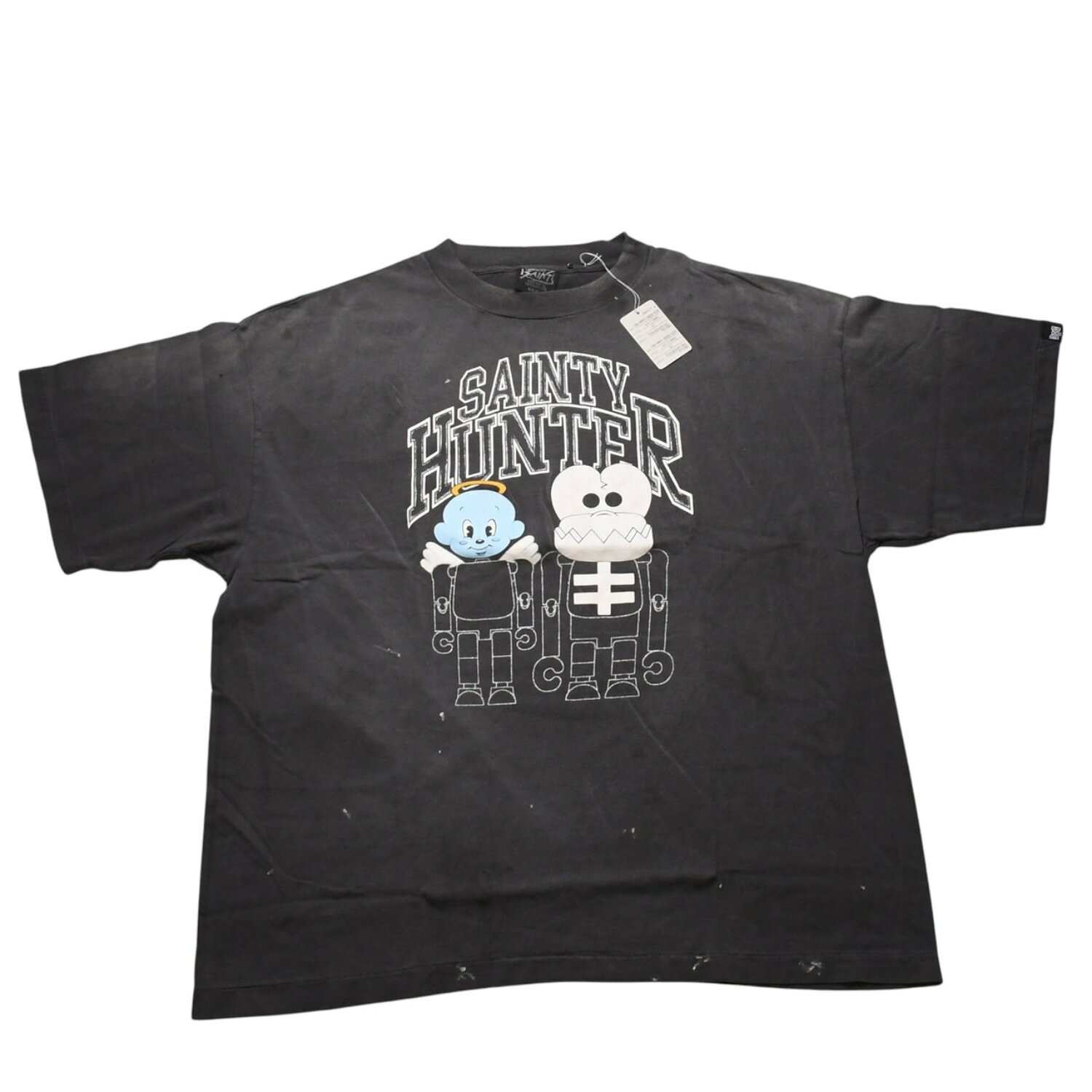 乐天商城 - 新品未使用 SAINT Mxxxxxx セントマイケル BOUNTY HUNTER コラボTシャツ BH_SS TEE SKULL-K&BABY-M 半袖Tシャツ Tシャツ ブラック ヴィンテージ加工 中古 4a001973