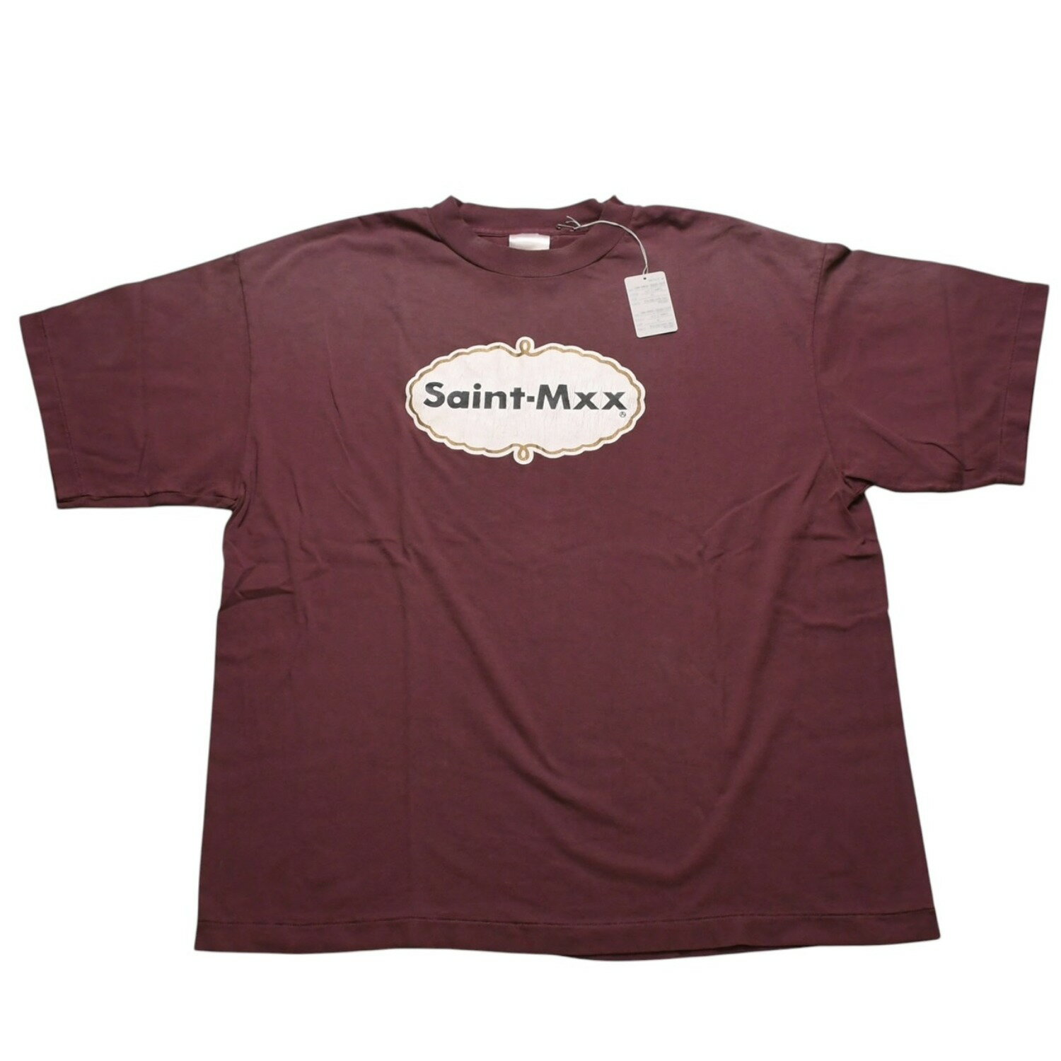 Brand new, unused SAINT Mxxxxxx Saint Michael SS T-SHIRT SAINT MXX BUR Short-sleeved T-shirt Burgundy Aged finish Used 4a001975