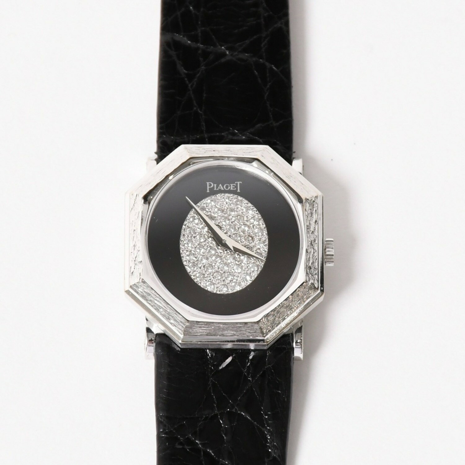 PIAGET ピアジェ Octagonal オクタゴナル 腕時計 93401 重量26.78g K18WG 750刻印 オニキス パヴェダイヤ 手巻き 美品 中古 4a001798