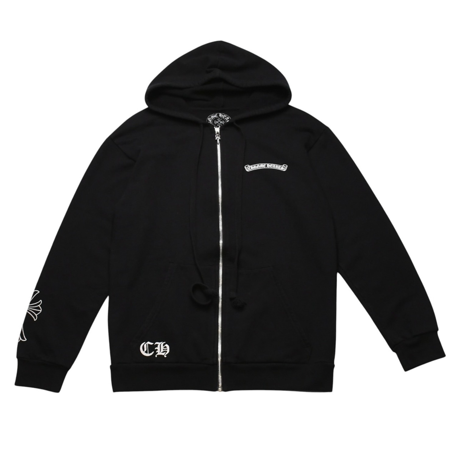 Rakuten - CHROME HEARTS クロムハーツ セメタリークロスジップアップパーカー CHクロス セメタリークロス シルバー金具 ブラック 黒 美品 中古 4a002033
