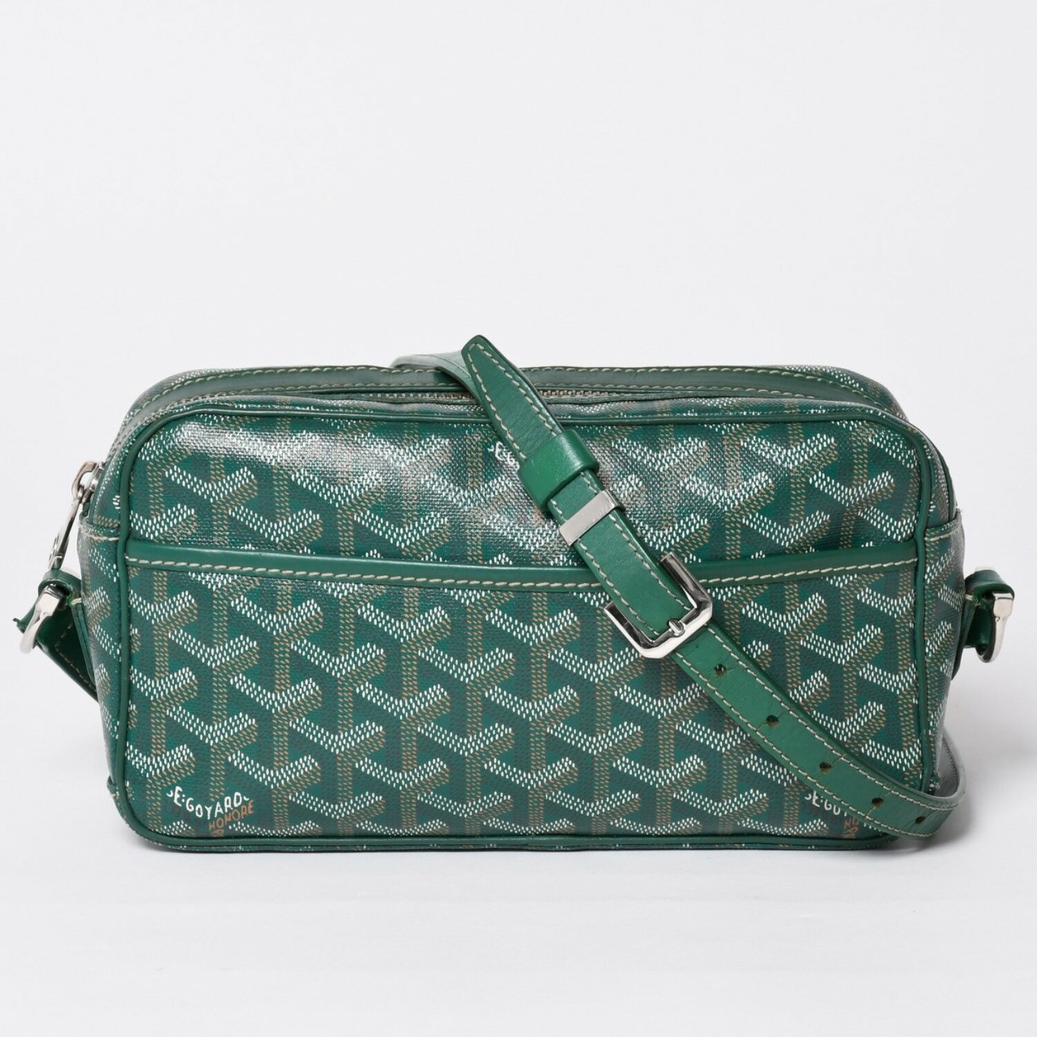 乐天商城 - GOYARD ゴヤール カップヴェールPM ショルダーバッグ グリーン PVC レザー シルバー金具 美品 中古 4a002398