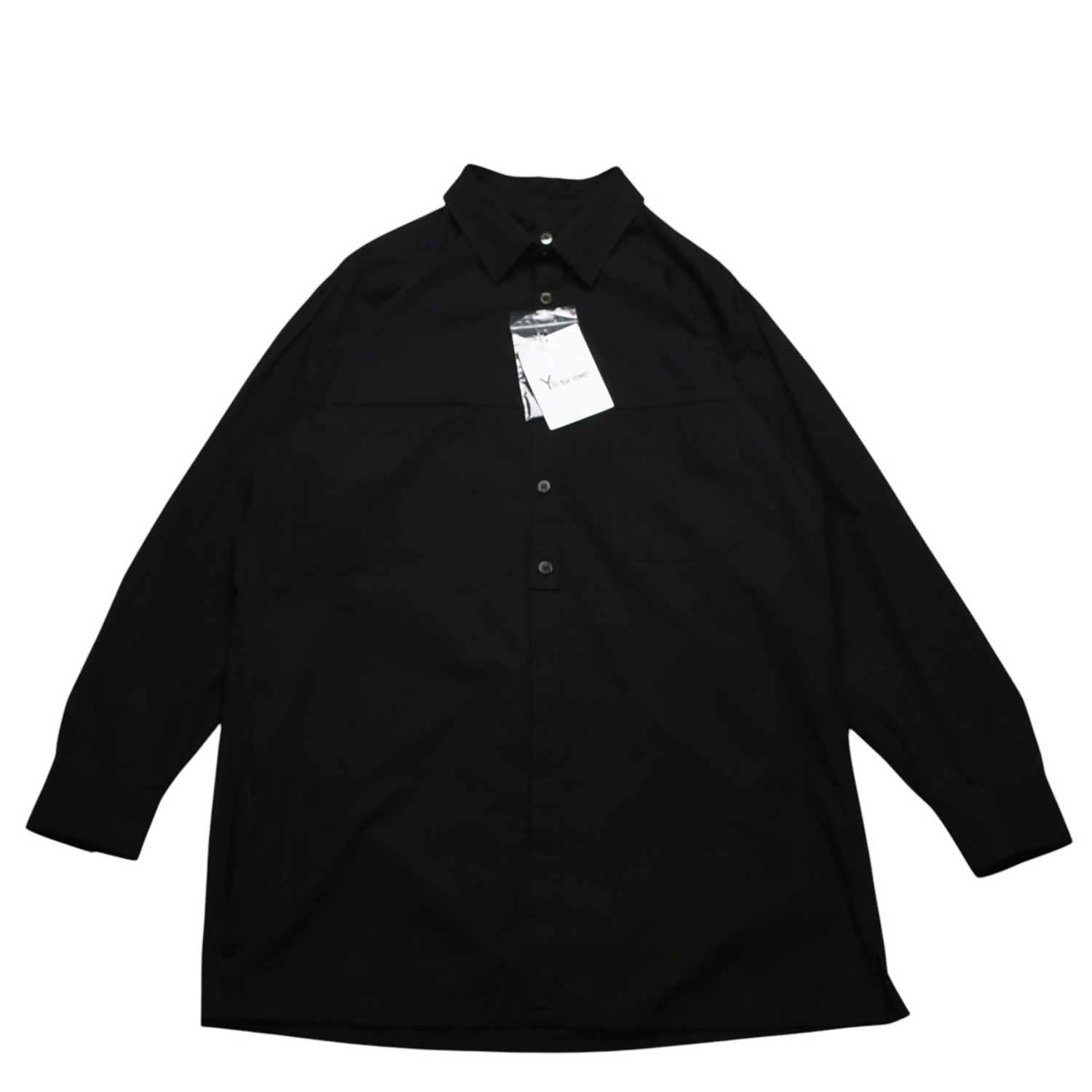 Rakuten - 極美品 Y's for men ワイズフォーメン ワイズ ヨウジヤマモト 長袖ブラックブロードシャツ タンブラー加工 二重襟 コットンブロード生地 MO-B04-001-2 中古 4a002165