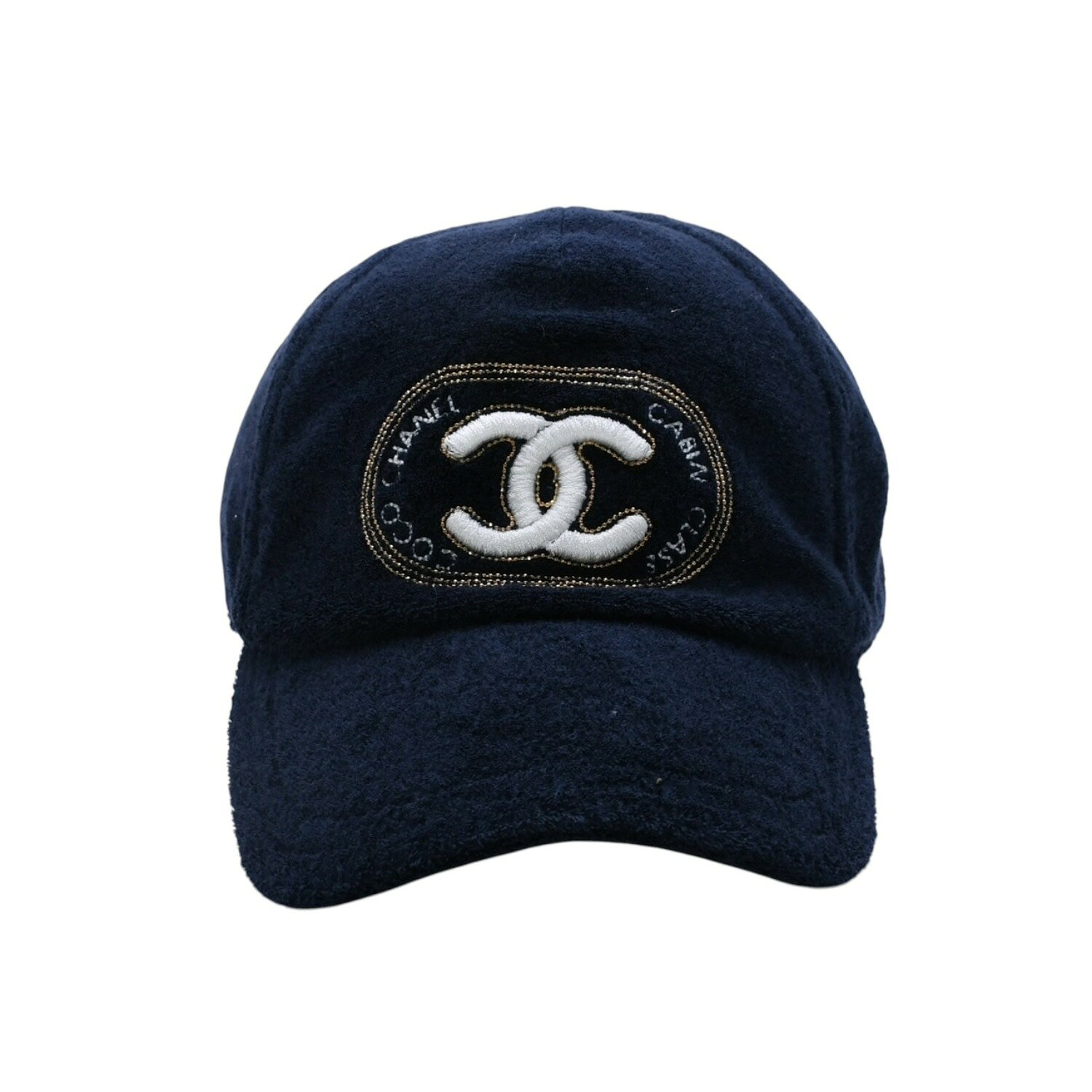 CHANEL シャネル ココマークパイルキャップ 2008クルーズコレクション COCO CABIN ネイビー キャップ ヘッドウェア Mサイズ 美品 中古 4a003234