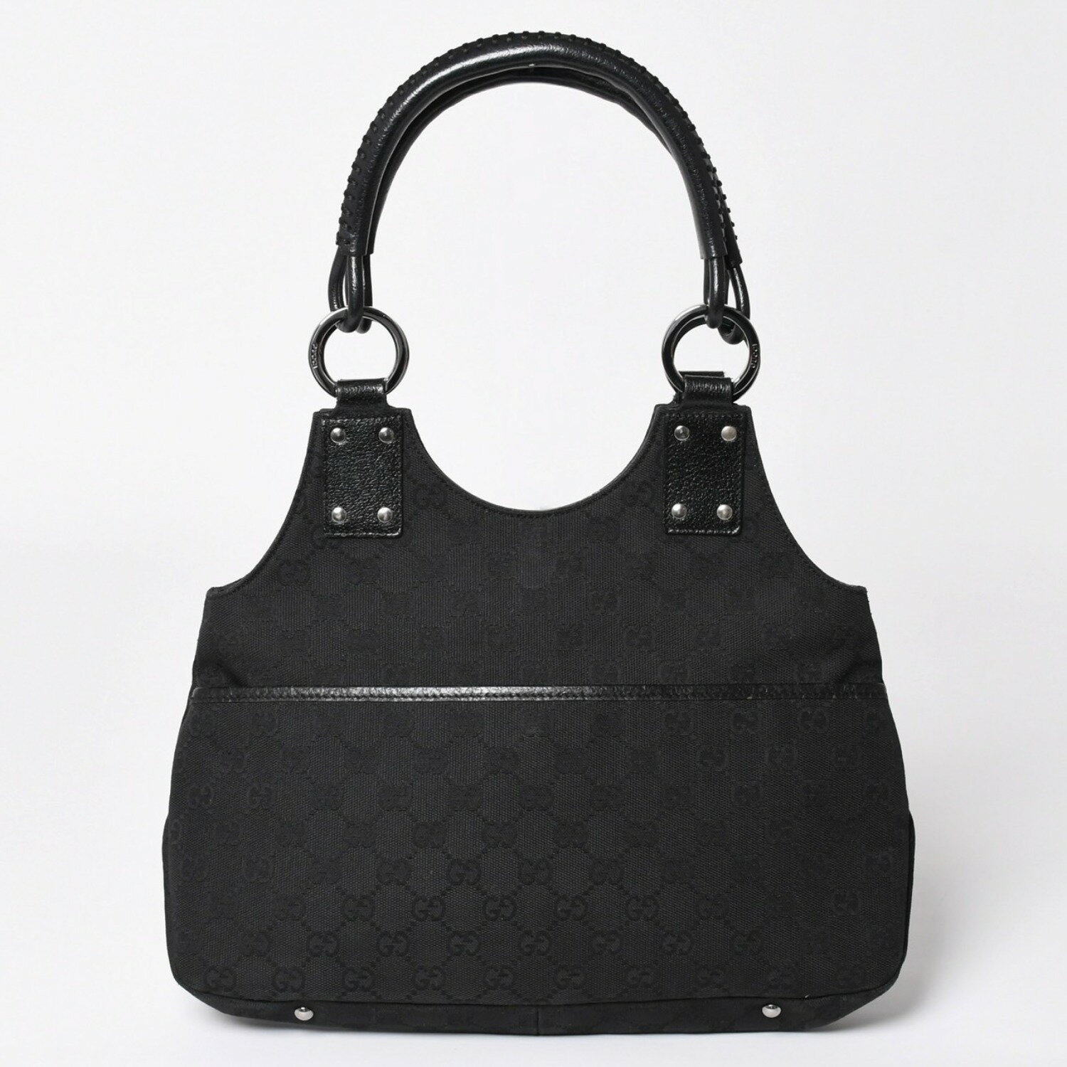gucci///////////////\\\' - GUCCI グッチ GGキャンバスショルダーバッグ ハンドバッグ ワンショルダー GGキャンバス 132260 ブラック シルバー金具 美品 中古 4a003515