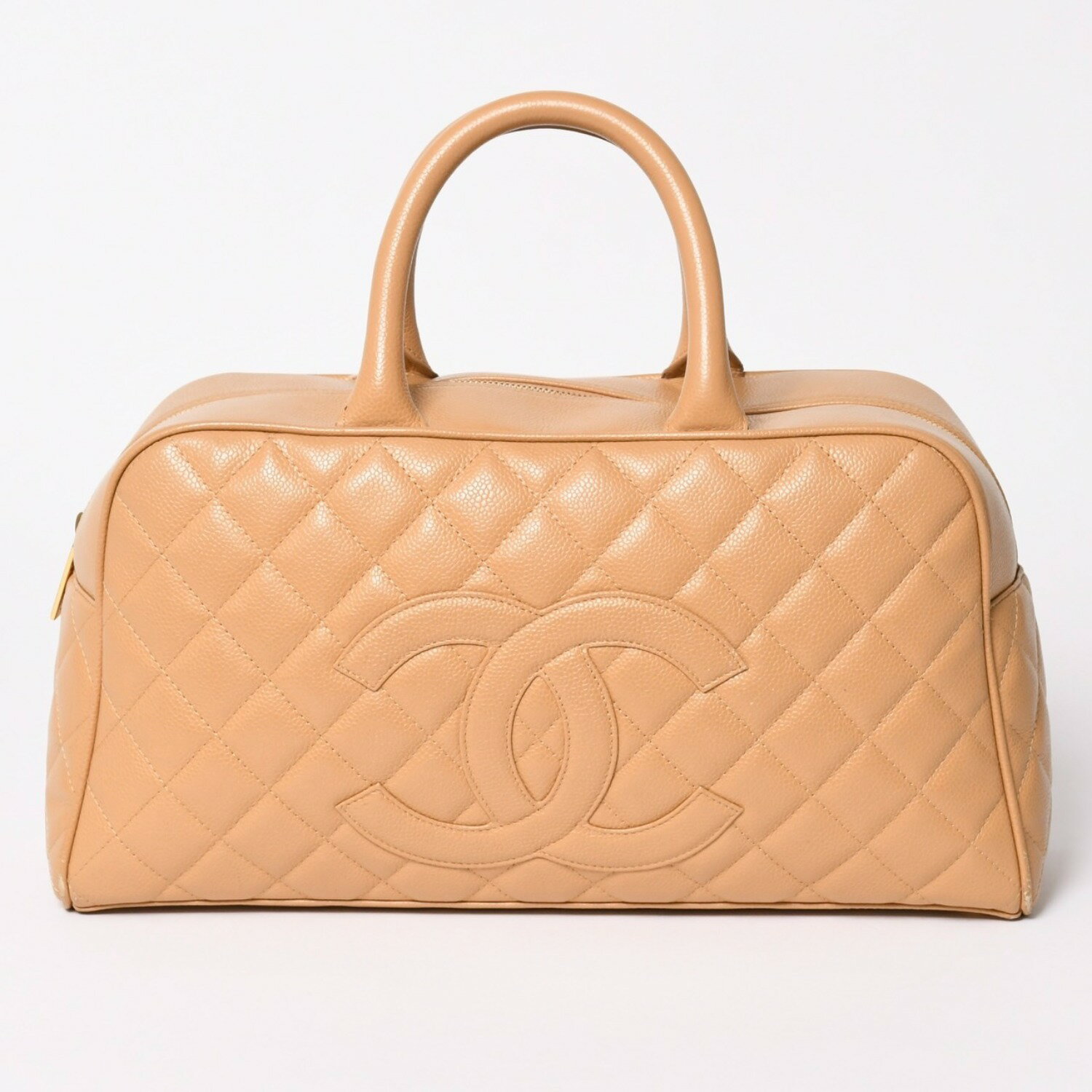 Rakuten - 極美品 CHANEL シャネル マトラッセ ハンドバッグ ミニボストン型バッグ ココマーク 9番台 キャビアスキン ベージュ 中古 4a003506