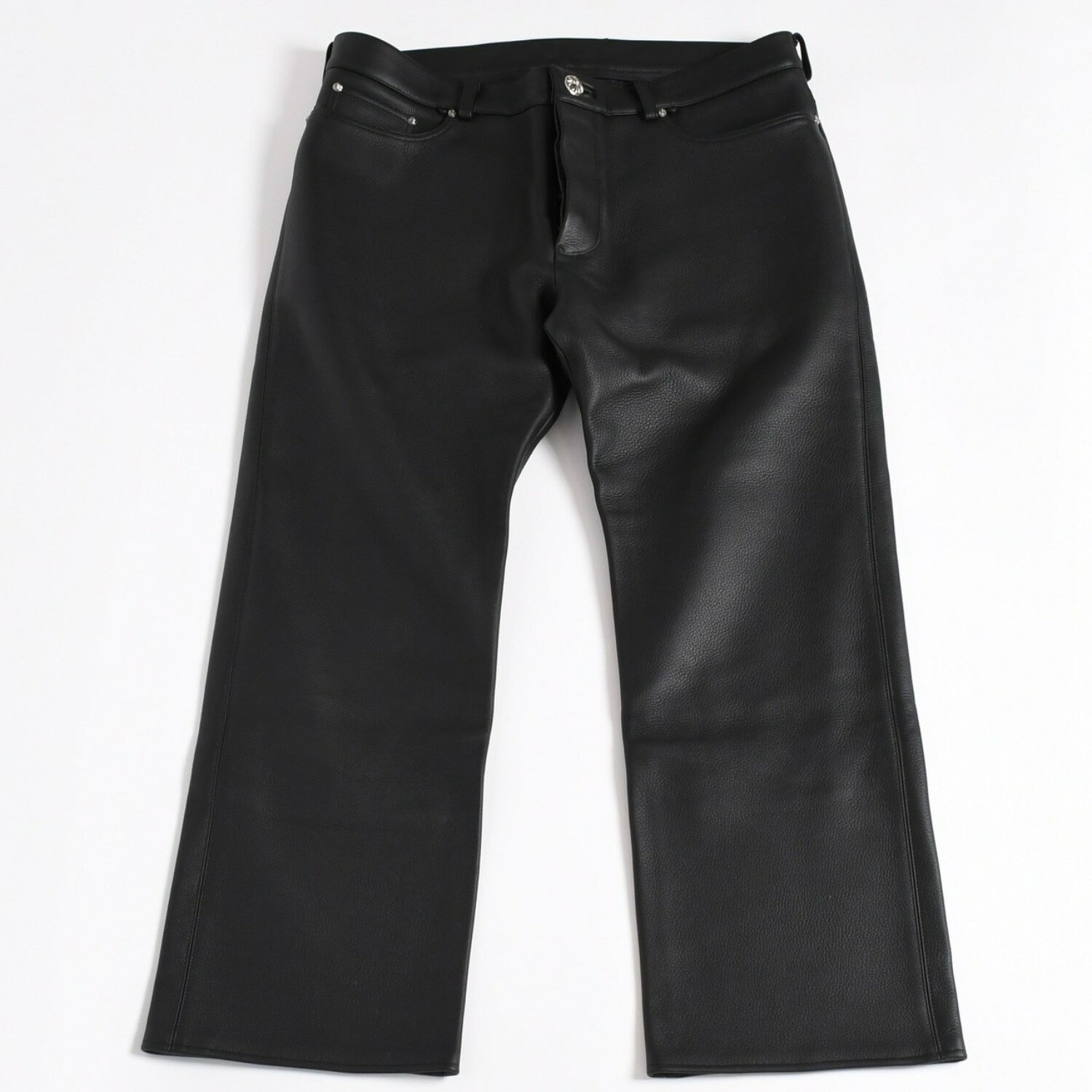 Rakuten - 新品未使用 CHROME HEARTS クロムハーツ LTHR PANTS レザーパンツ サイズ36 クロスボールボタン ブラック シルバー925 中古 4a003605